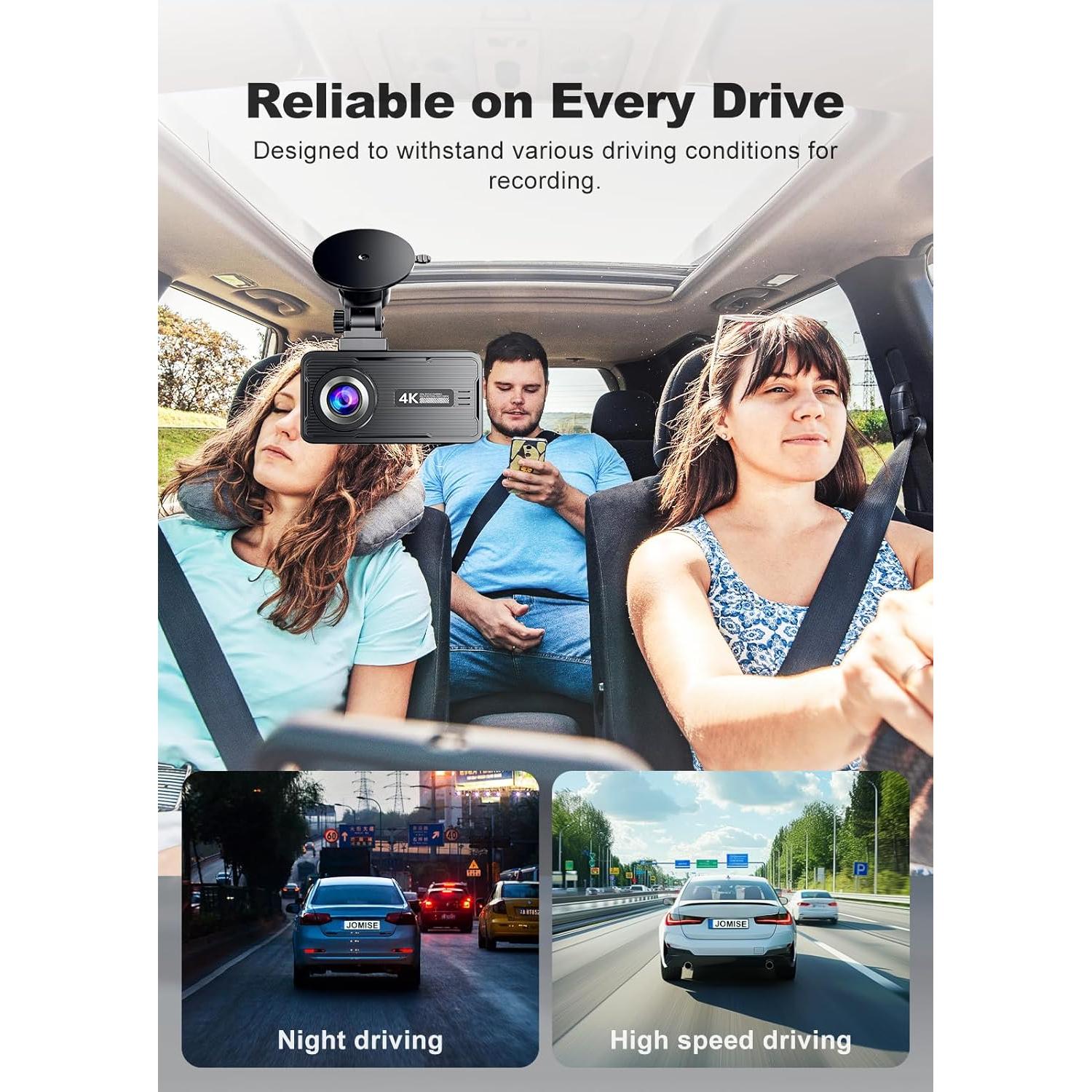 Cámara Dash JOMISE A80 4K Doble Delantera y Trasera GPS