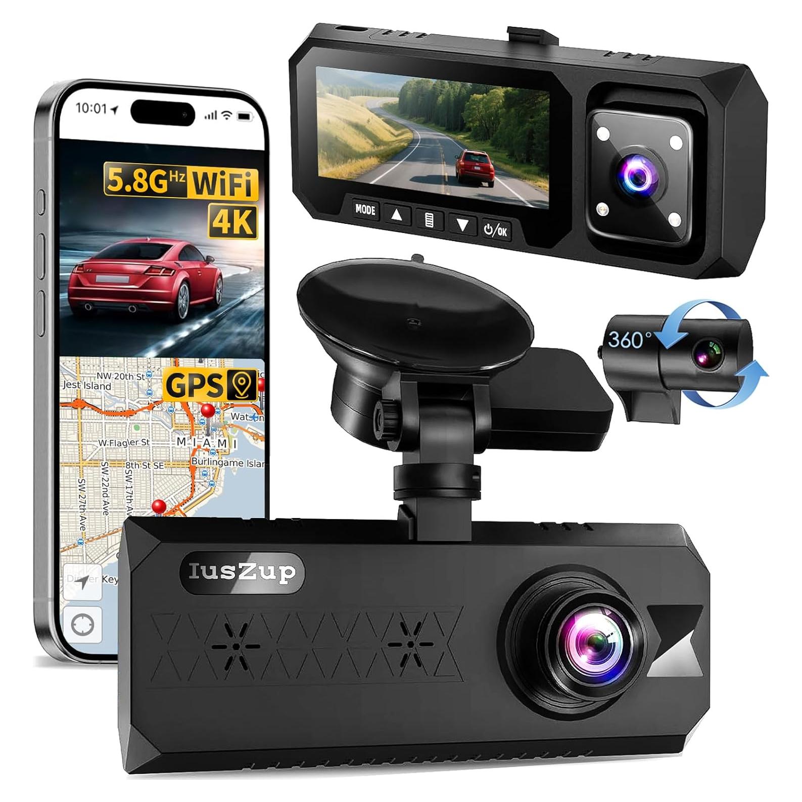 Cámara de Tablero IusZup ZD59 4K Triple 320° GPS WiFi 32GB