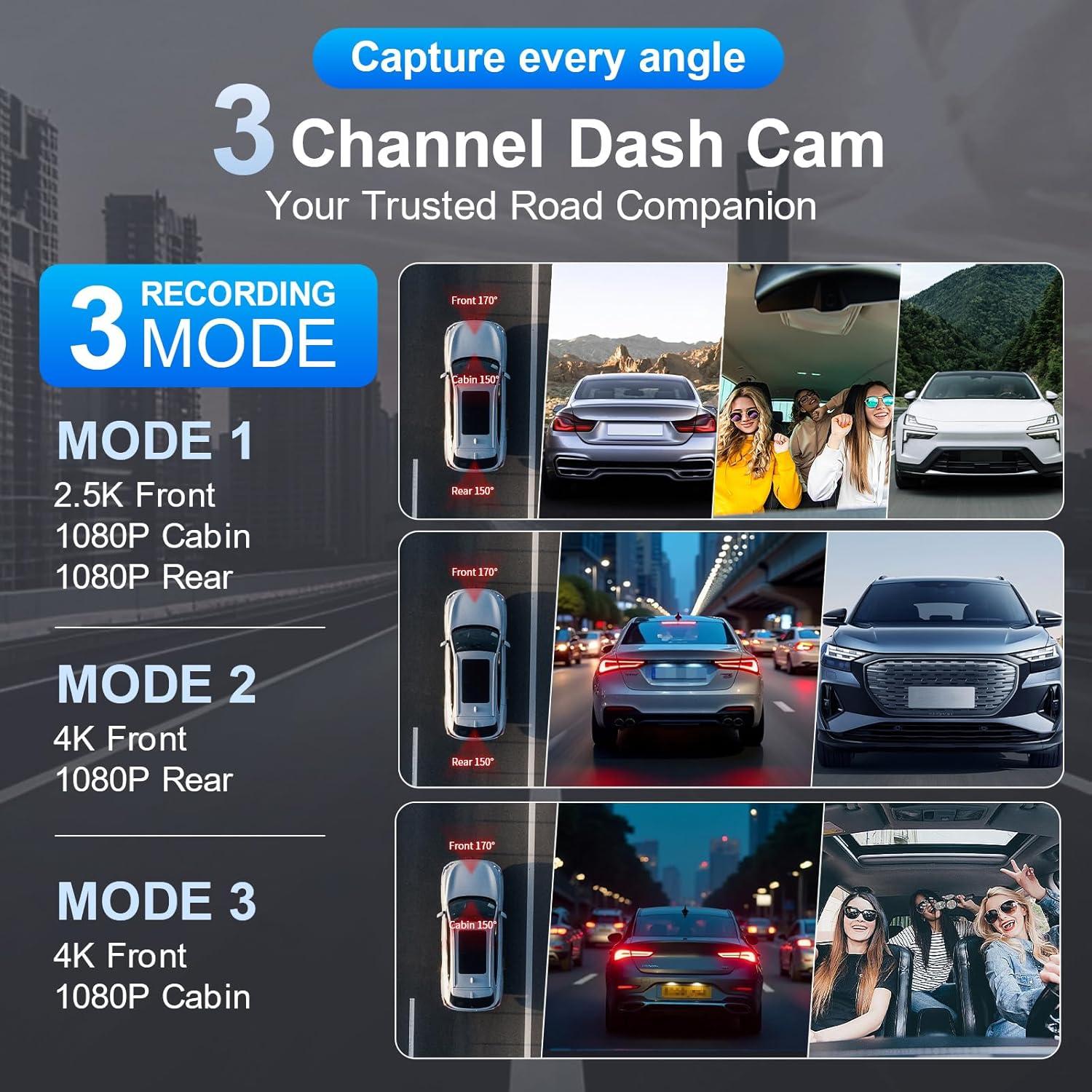 Cámara de Tablero IusZup ZD59 4K Triple 320° GPS WiFi 32GB