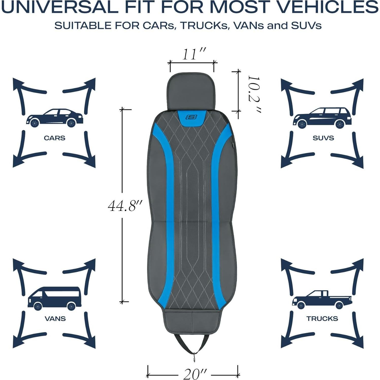 Funda de Asiento de Coche Skechers MAX Cushioning Azul 2 Piezas