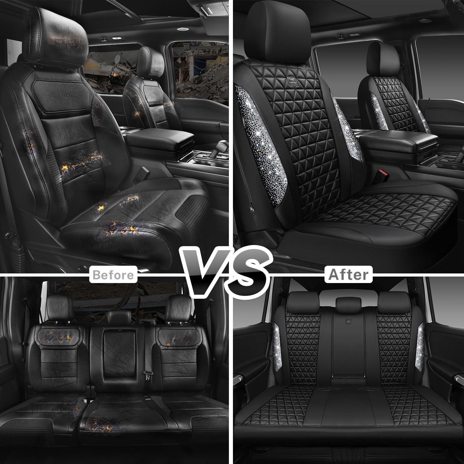 Cubiertas de Asientos de Coche CAR PASS Cuero Diamante Plateado