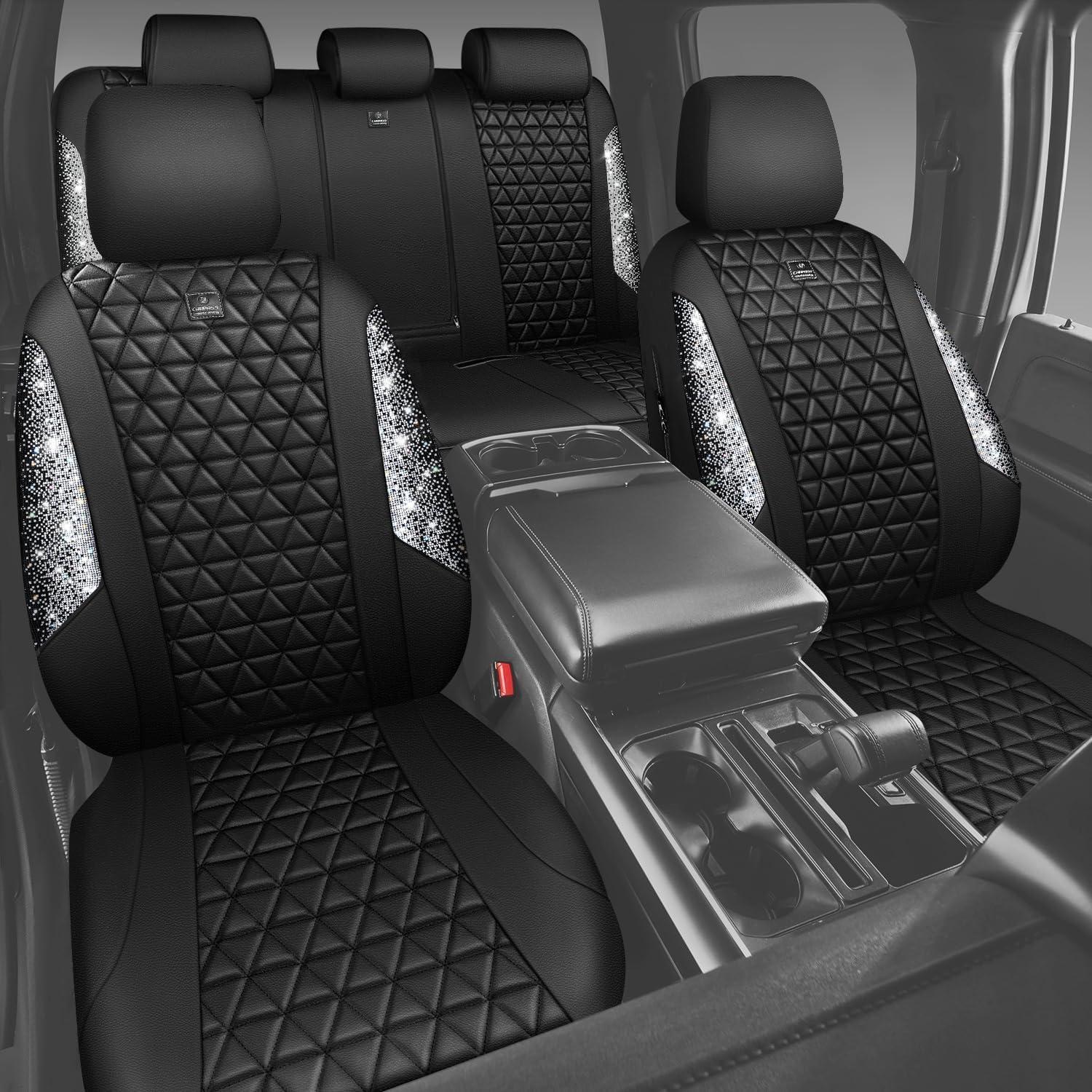 Cubiertas de Asientos de Coche CAR PASS Cuero Diamante Plateado