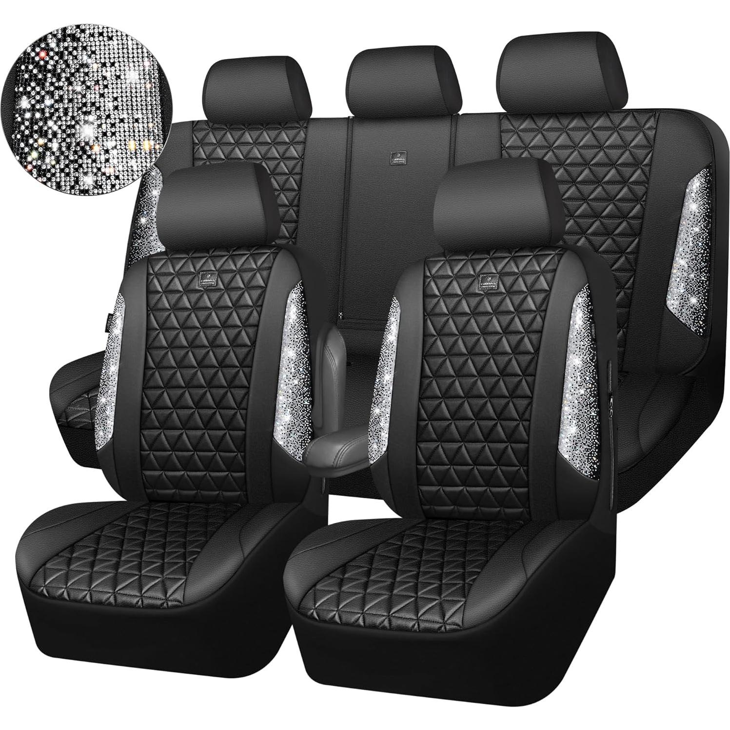 Cubiertas de Asientos de Coche CAR PASS Cuero Diamante Plateado