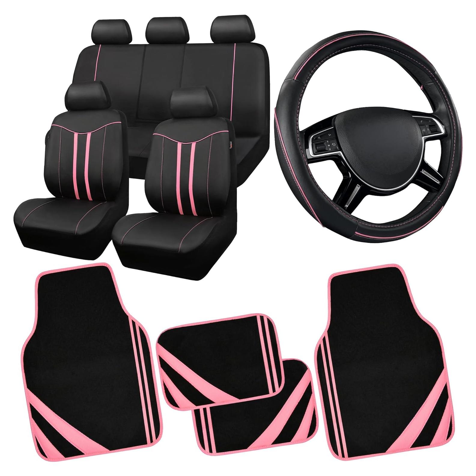 Juego Completo Fundas de Asiento CAR PASS Negro y Rosa