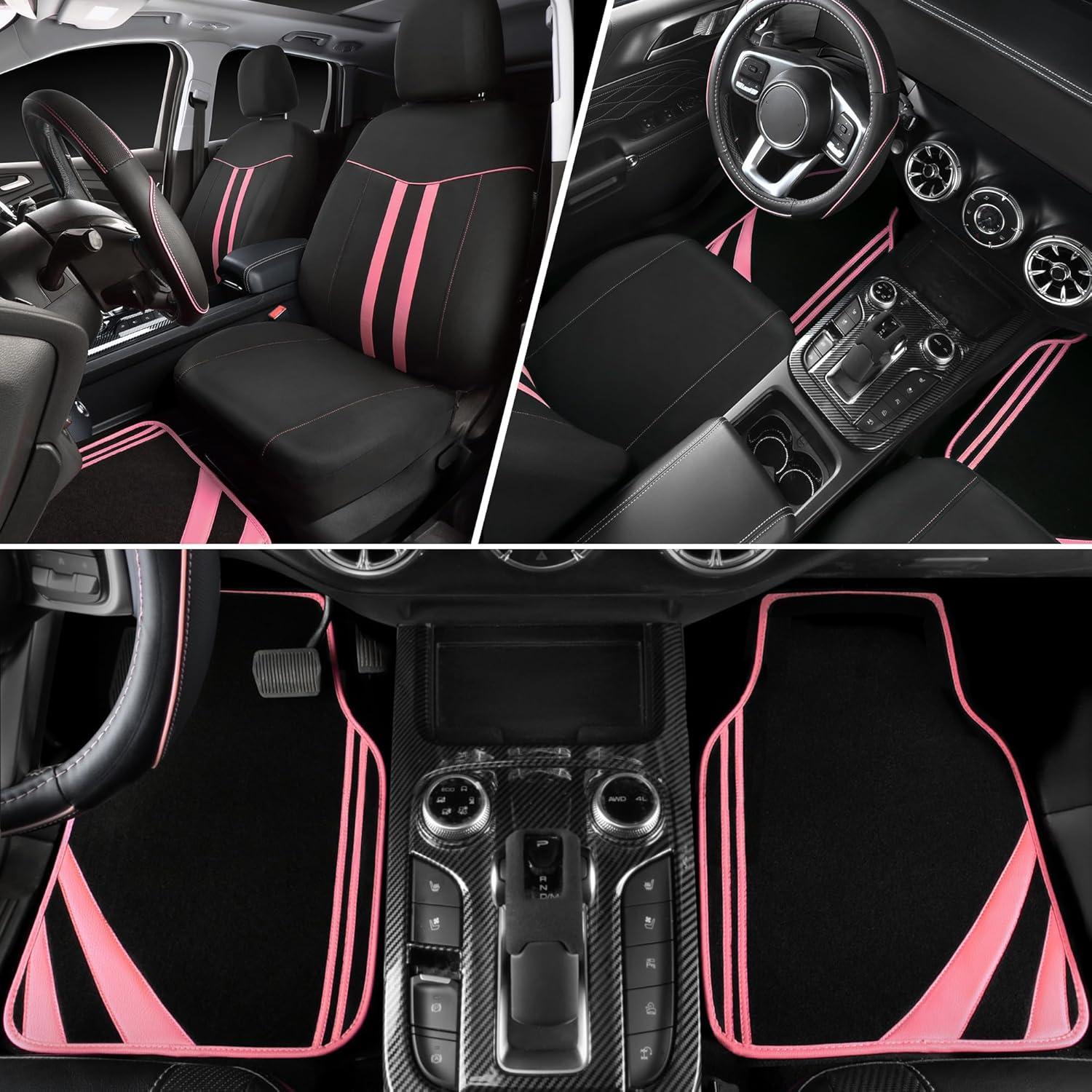 Juego Completo Fundas de Asiento CAR PASS Negro y Rosa