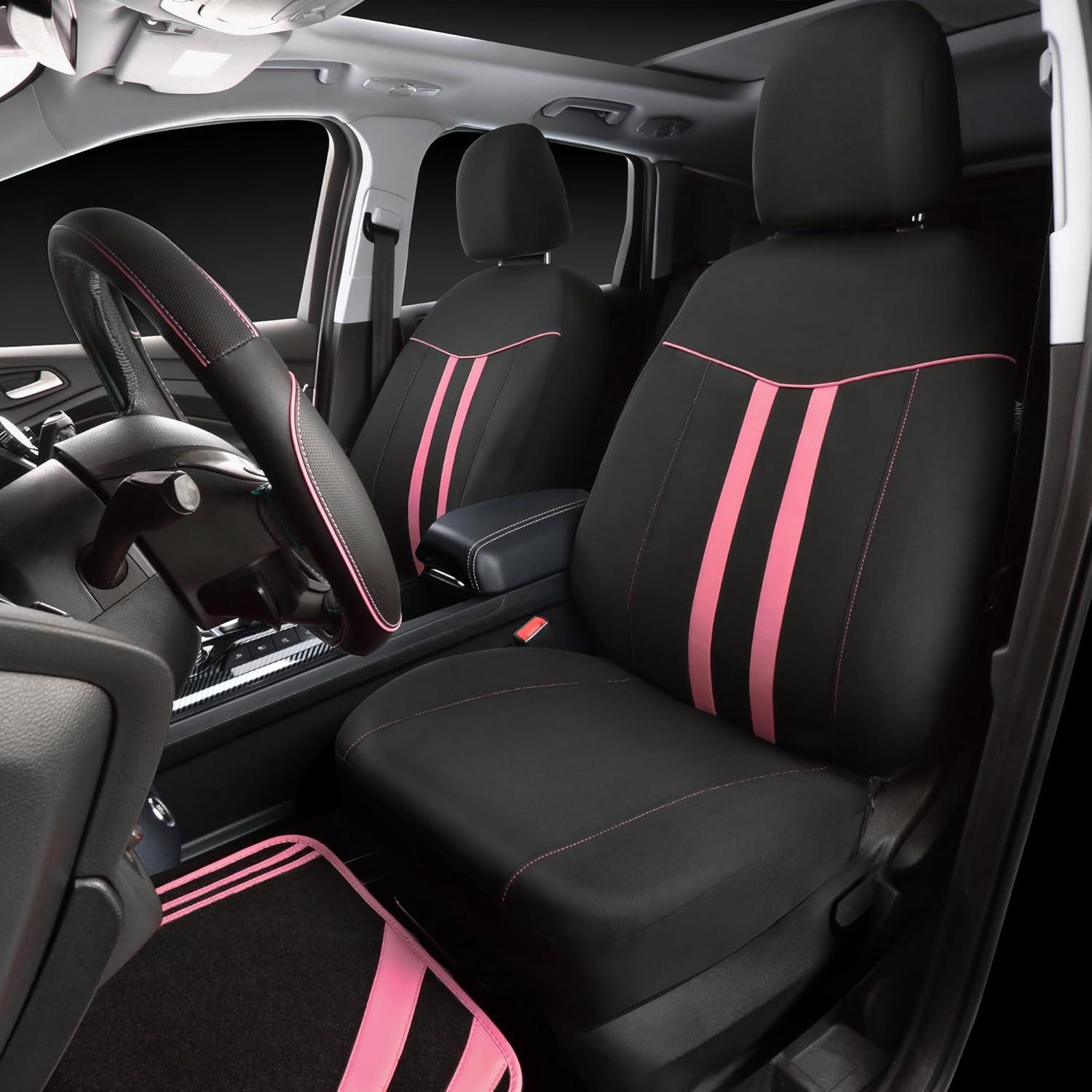 Juego Completo Fundas de Asiento CAR PASS Negro y Rosa