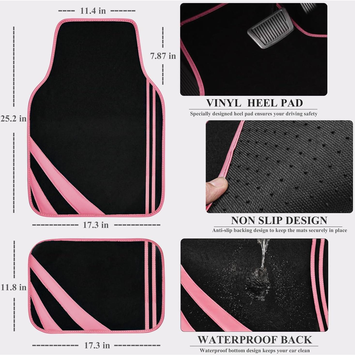 Juego Completo Fundas de Asiento CAR PASS Negro y Rosa