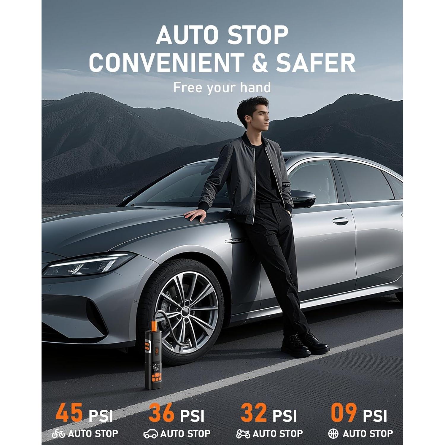 Compresor de Aire Portátil Aneson XM-8021 150 PSI con Luz LED