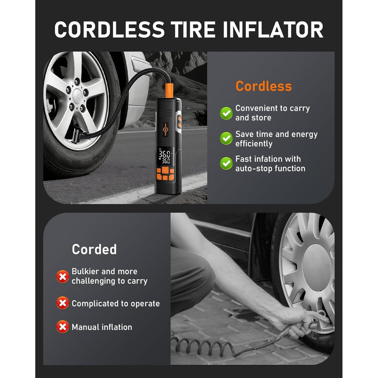 Compresor de Aire Portátil Aneson XM-8021 150 PSI con Luz LED