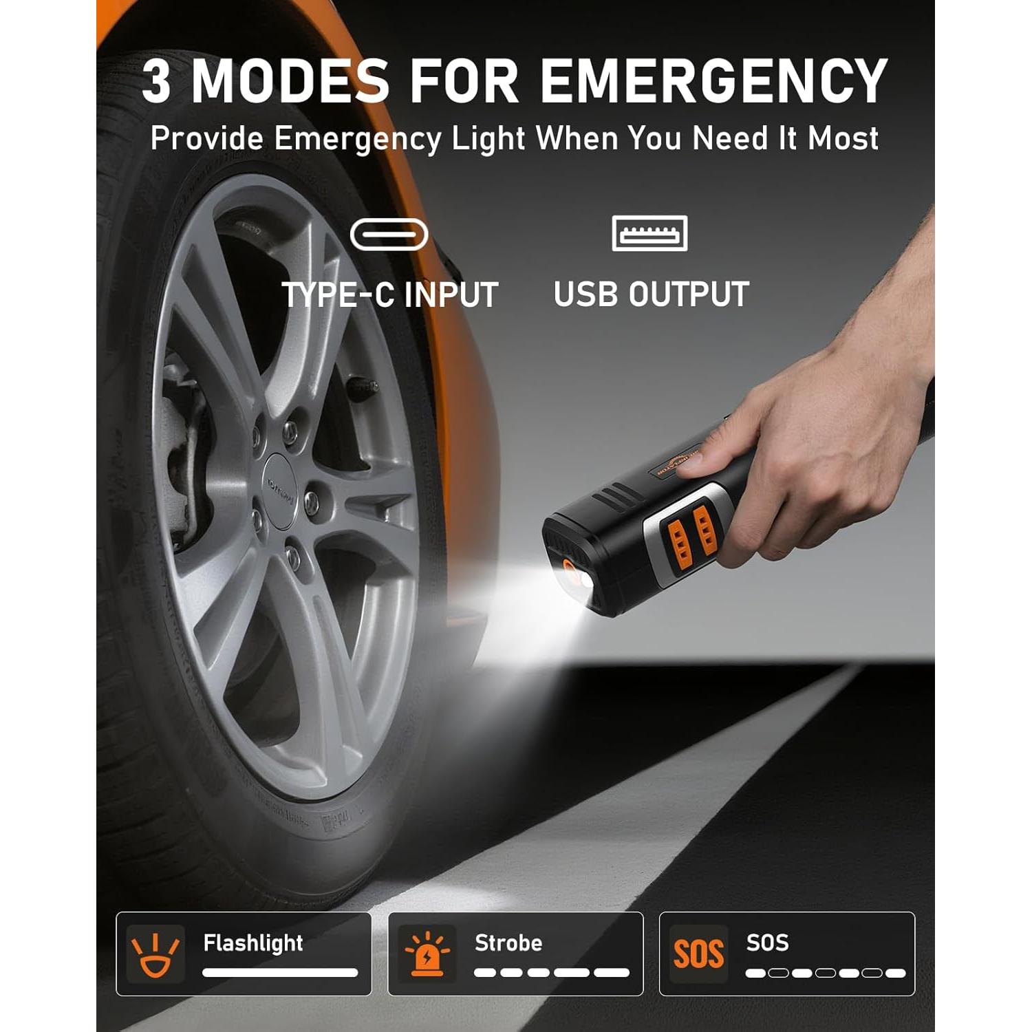 Compresor de Aire Portátil Aneson XM-8021 150 PSI con Luz LED