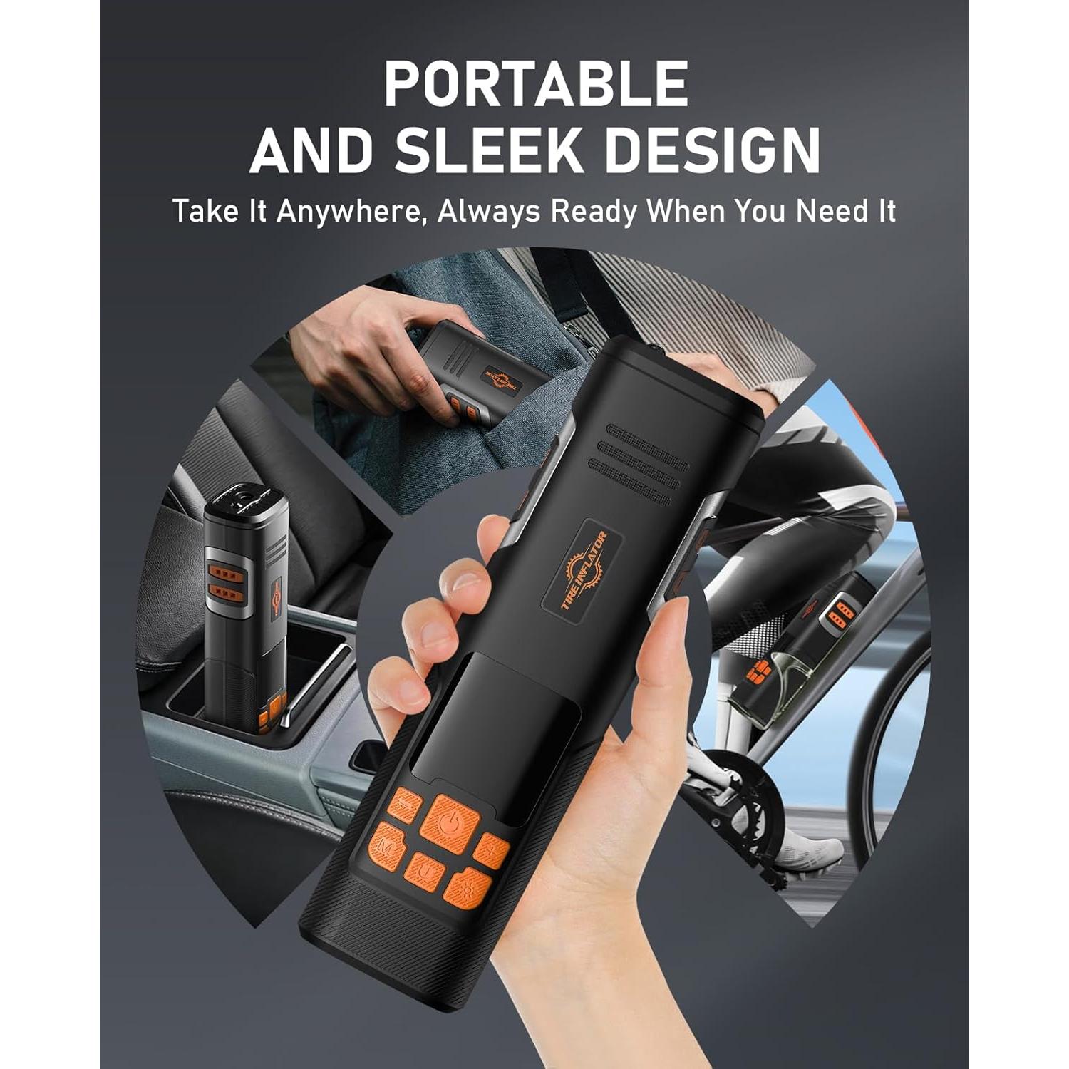 Compresor de Aire Portátil Aneson XM-8021 150 PSI con Luz LED