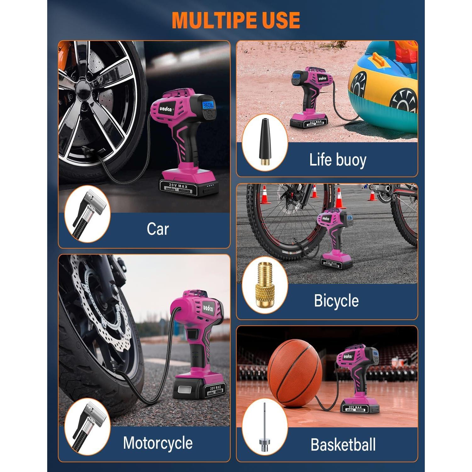 Compresor de Aire UADCA Portátil 20V con Manómetro Digital