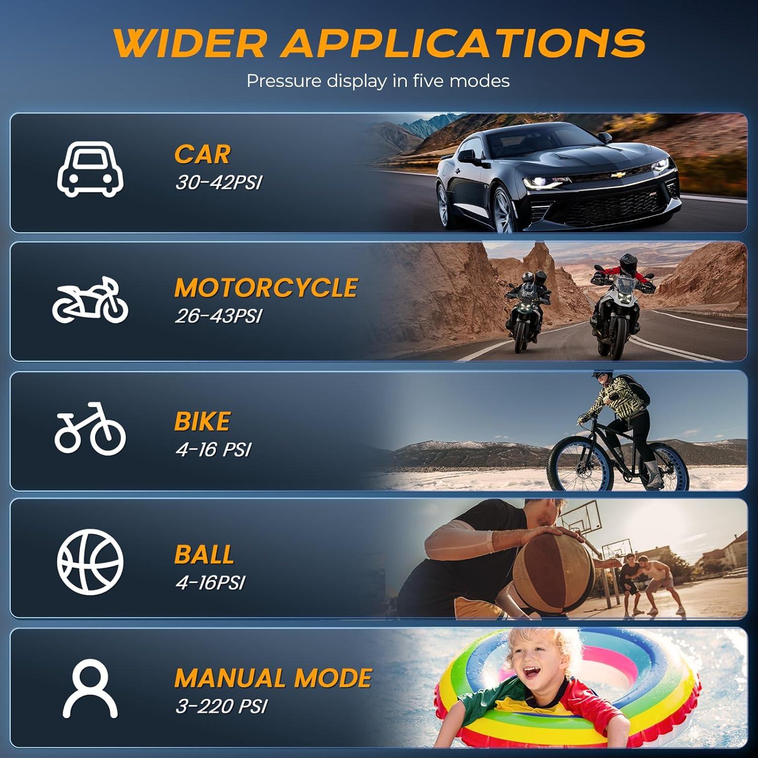 Compresor de Aire Portátil Syvenies 220 PSI Batería 26000mAh