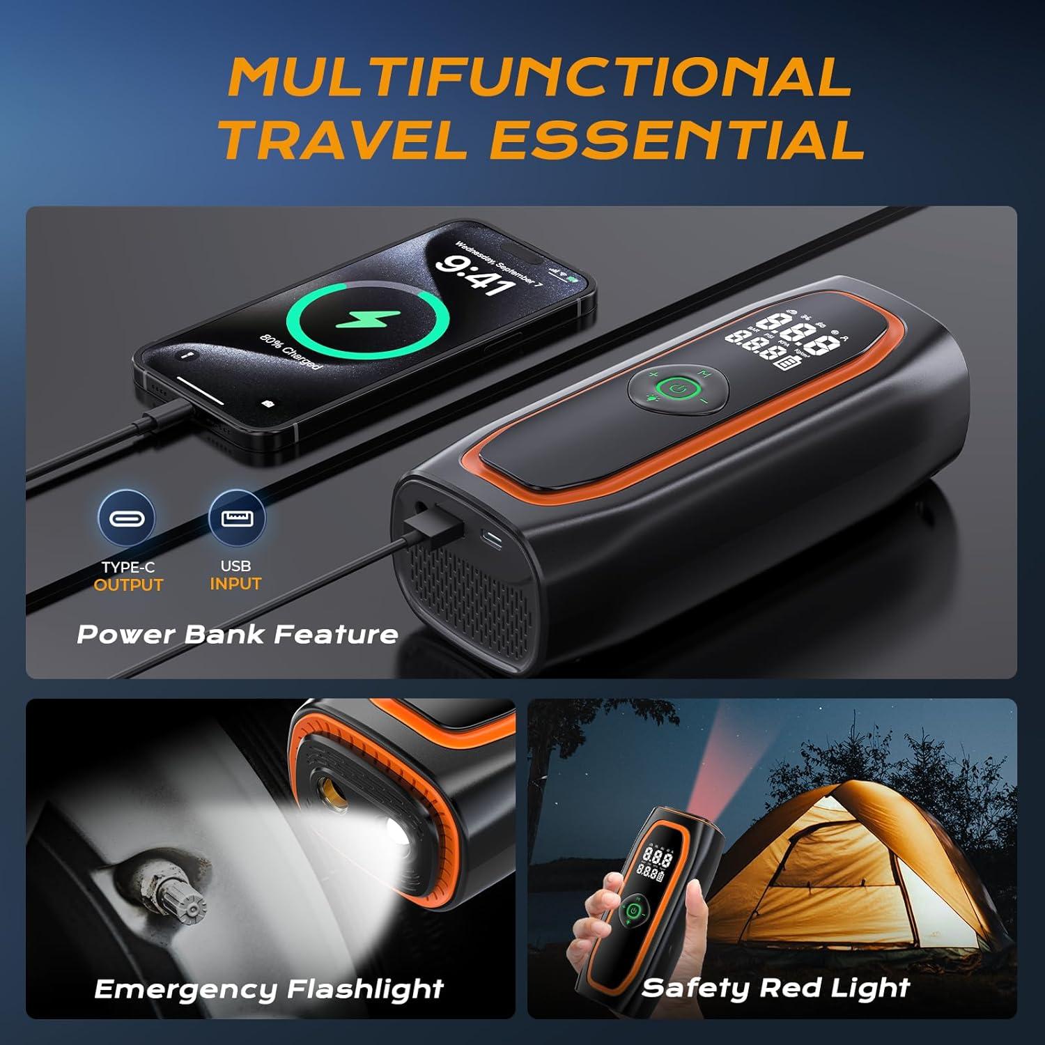 Compresor de Aire Portátil Syvenies 220 PSI Batería 26000mAh