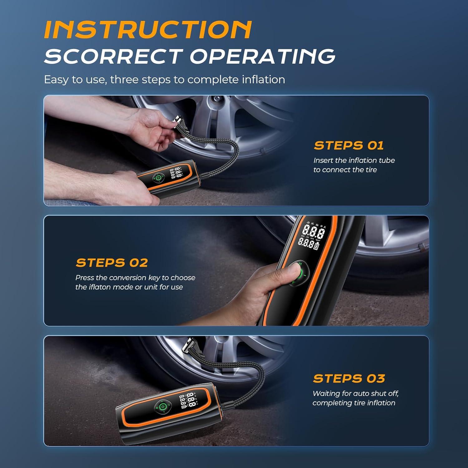 Compresor de Aire Portátil Syvenies 220 PSI Batería 26000mAh