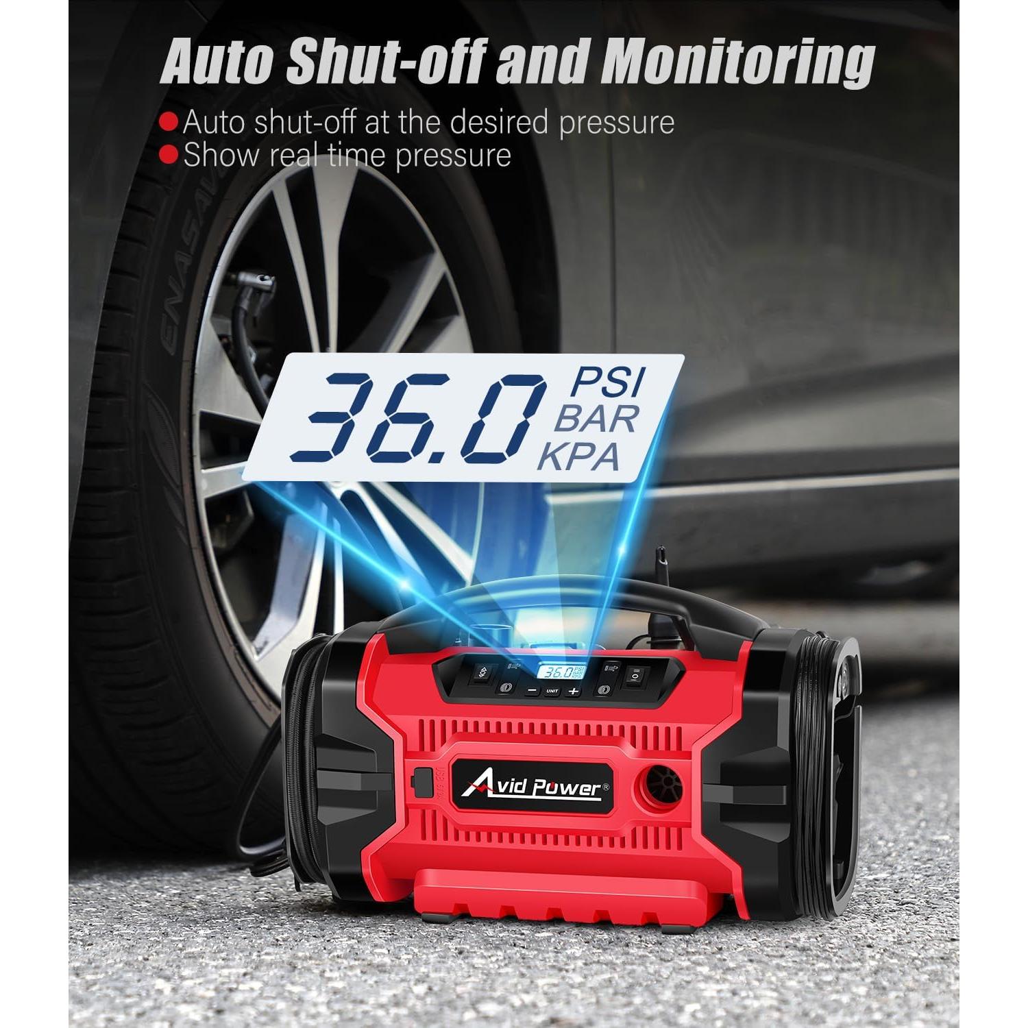 Compresor de aire portátil AVID POWER 20V, inflador rápido 32 LPM