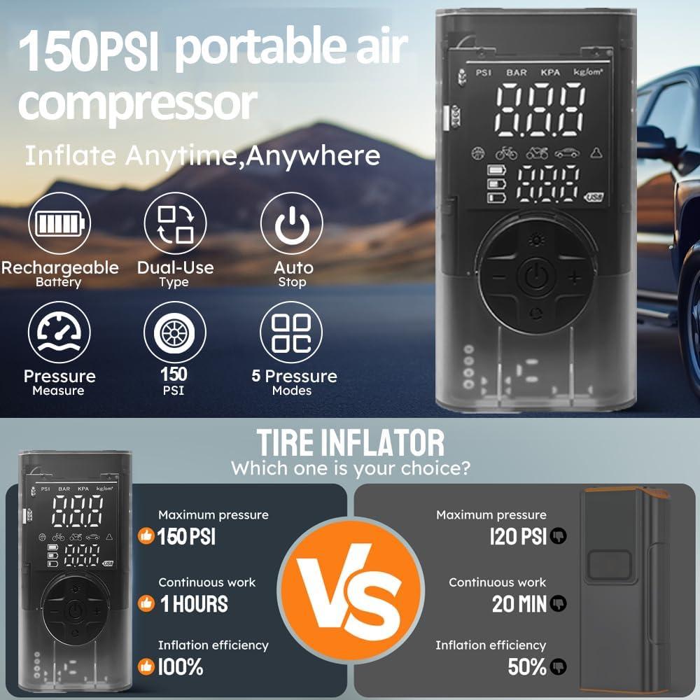 Compresor de Aire Portátil BRAWHOOH CQ006 150 PSI Inalámbrico