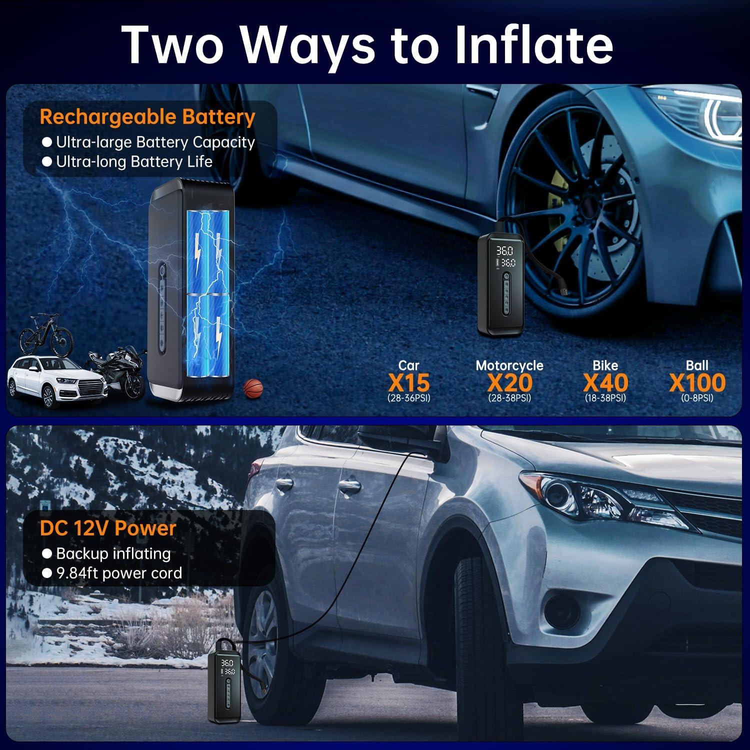 Compresor de Aire Portátil Yeaban 150 PSI - Batería Recargable