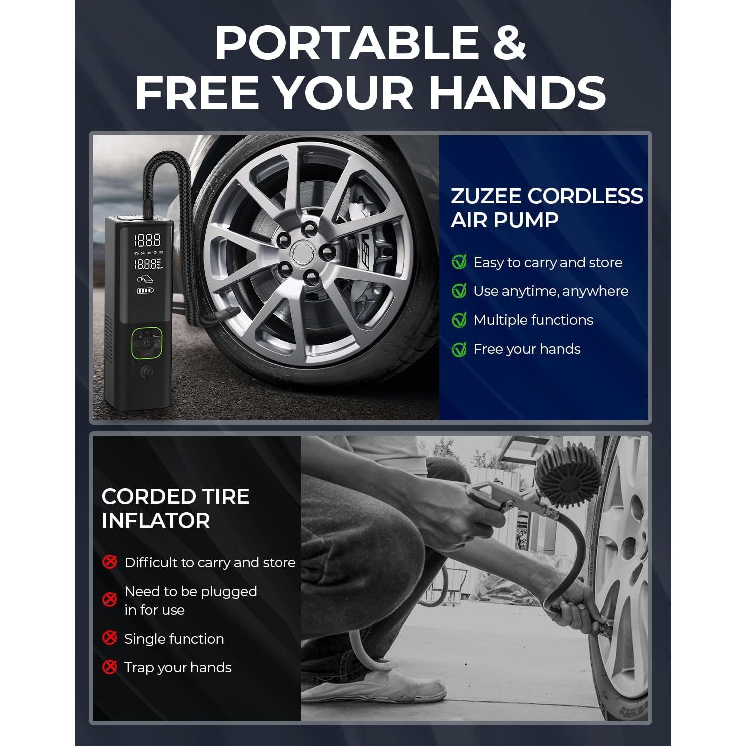 Compresor de Aire Portátil ZUZEE Z9 150PSI con Pantalla HD