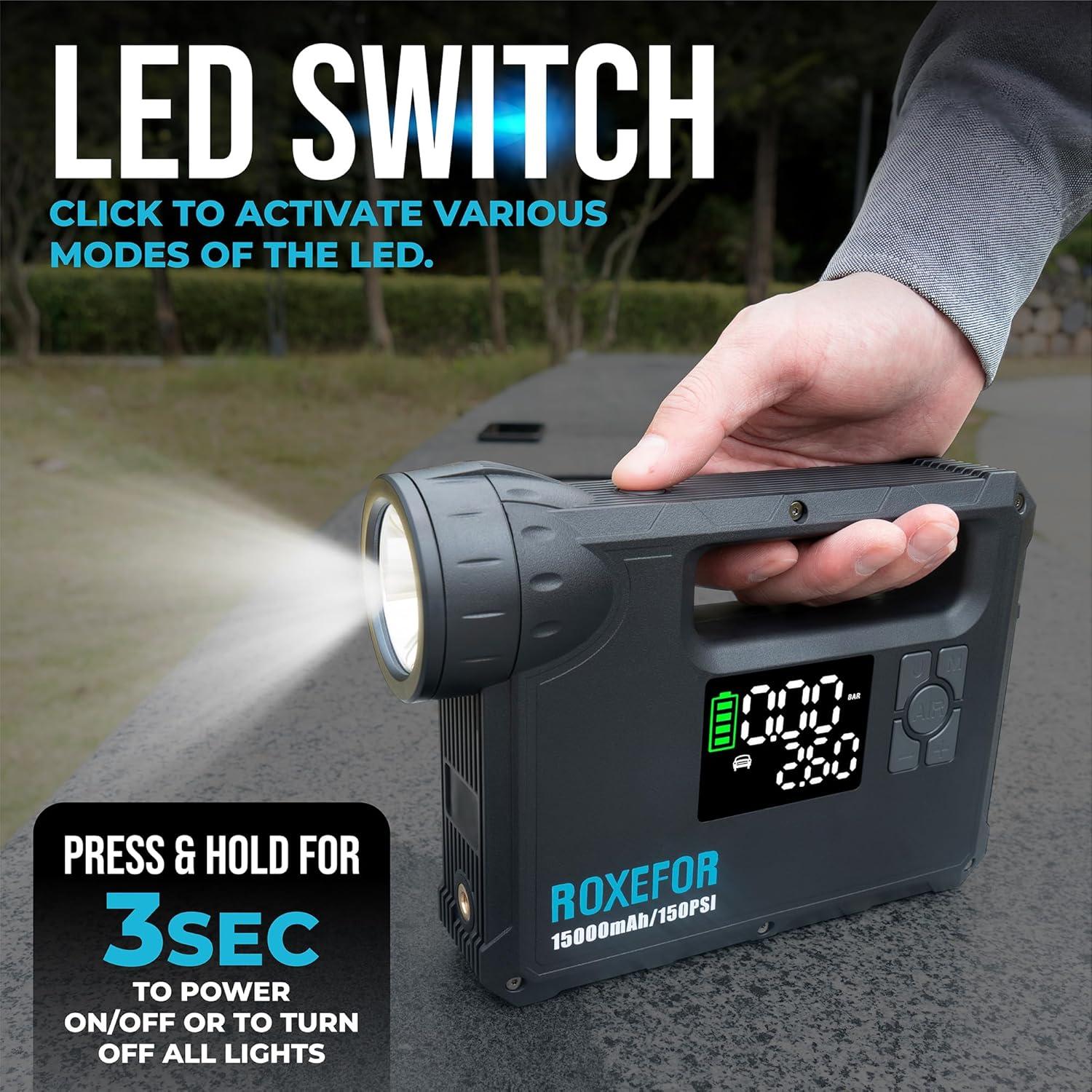 Inflador de Neumáticos Portátil Roxefor X80 150 PSI 15000mAh