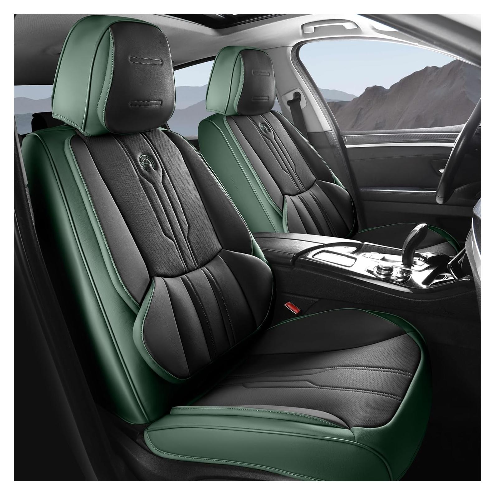 Cubiertas de Asiento de Coche AOOG Juego Completo Verde y Negro