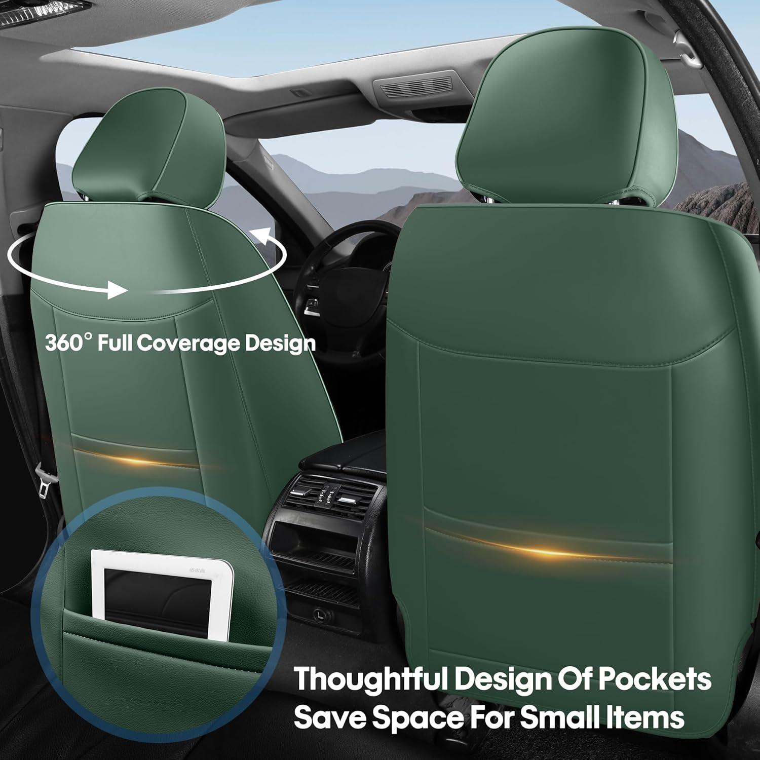 Cubiertas de Asiento de Coche AOOG Juego Completo Verde y Negro