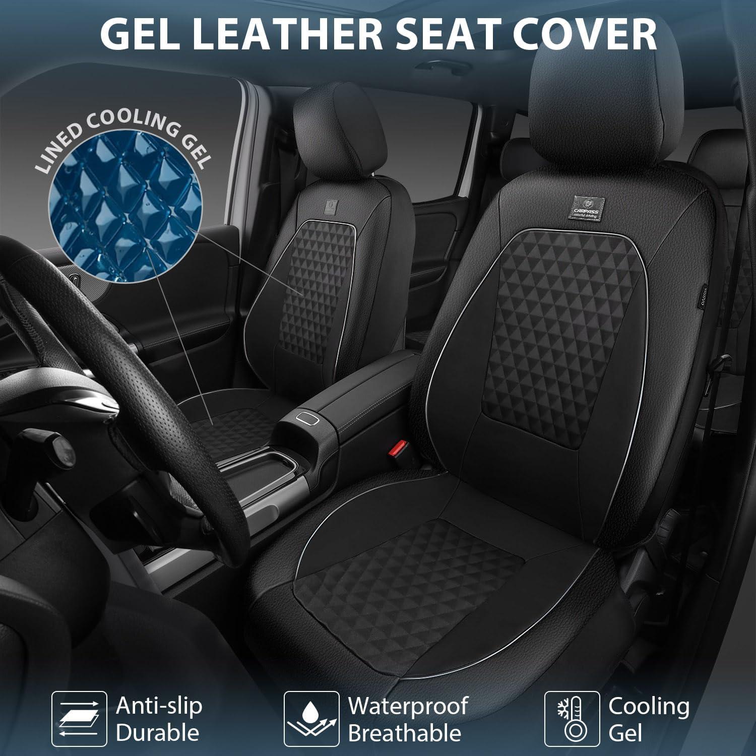 Cubiertas de Asiento de Cuero CAR PASS con Gel Enfriador 2 Pcs