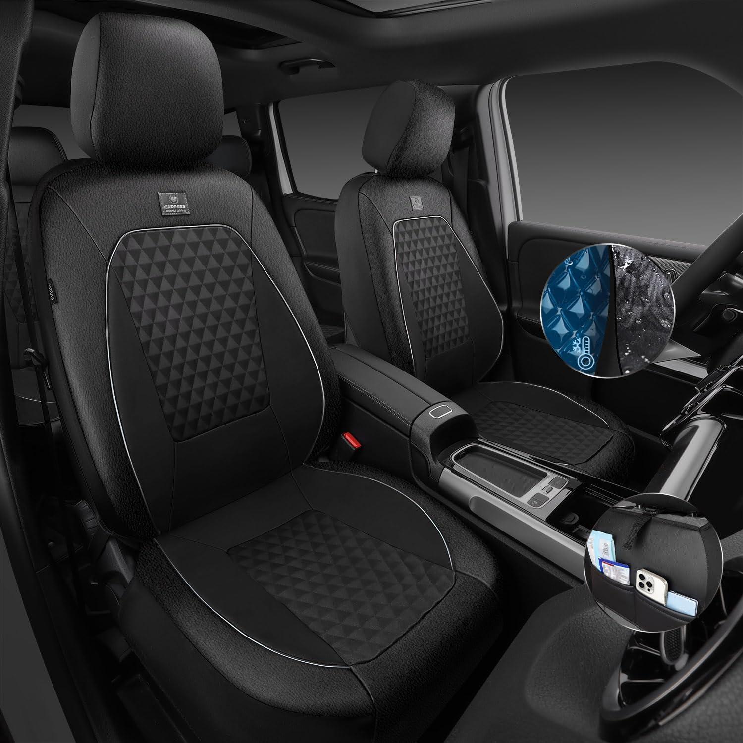 Cubiertas de Asiento de Cuero CAR PASS con Gel Enfriador 2 Pcs