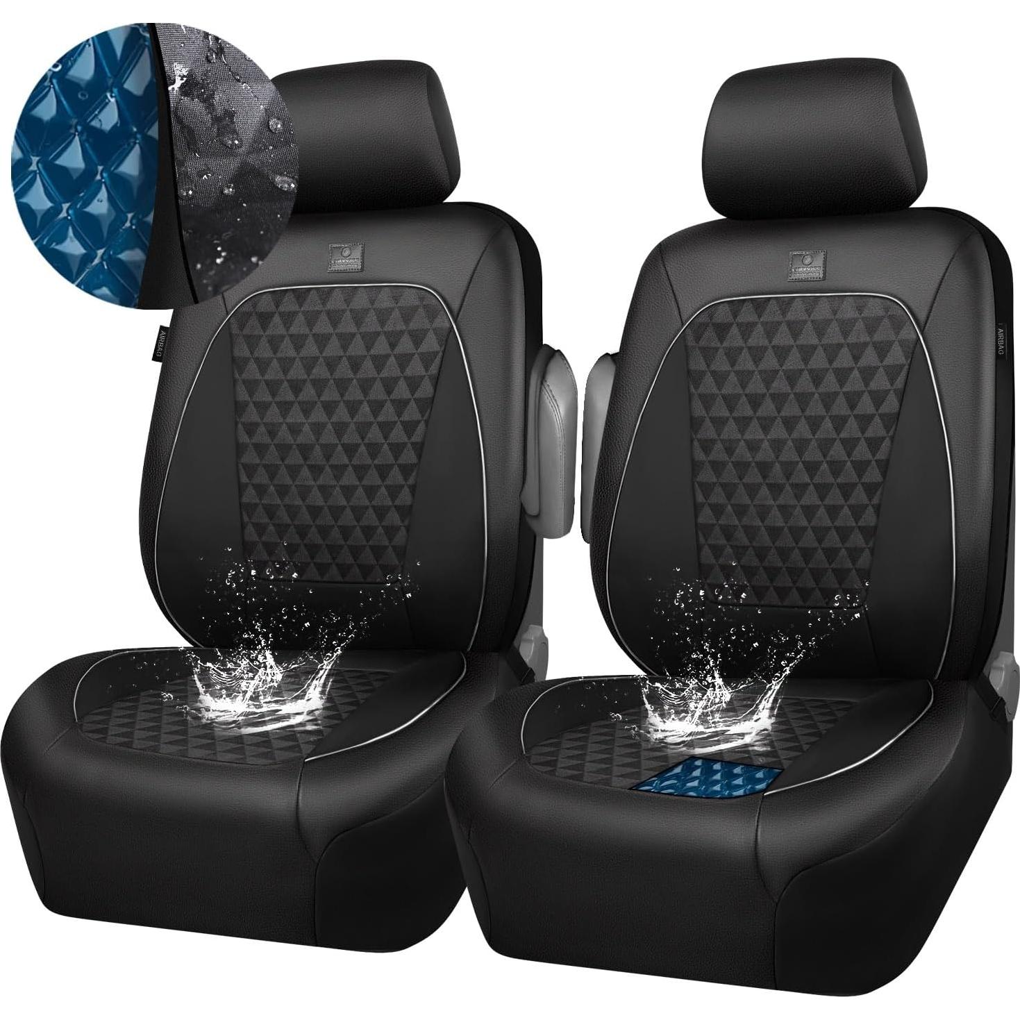Cubiertas de Asiento de Cuero CAR PASS con Gel Enfriador 2 Pcs