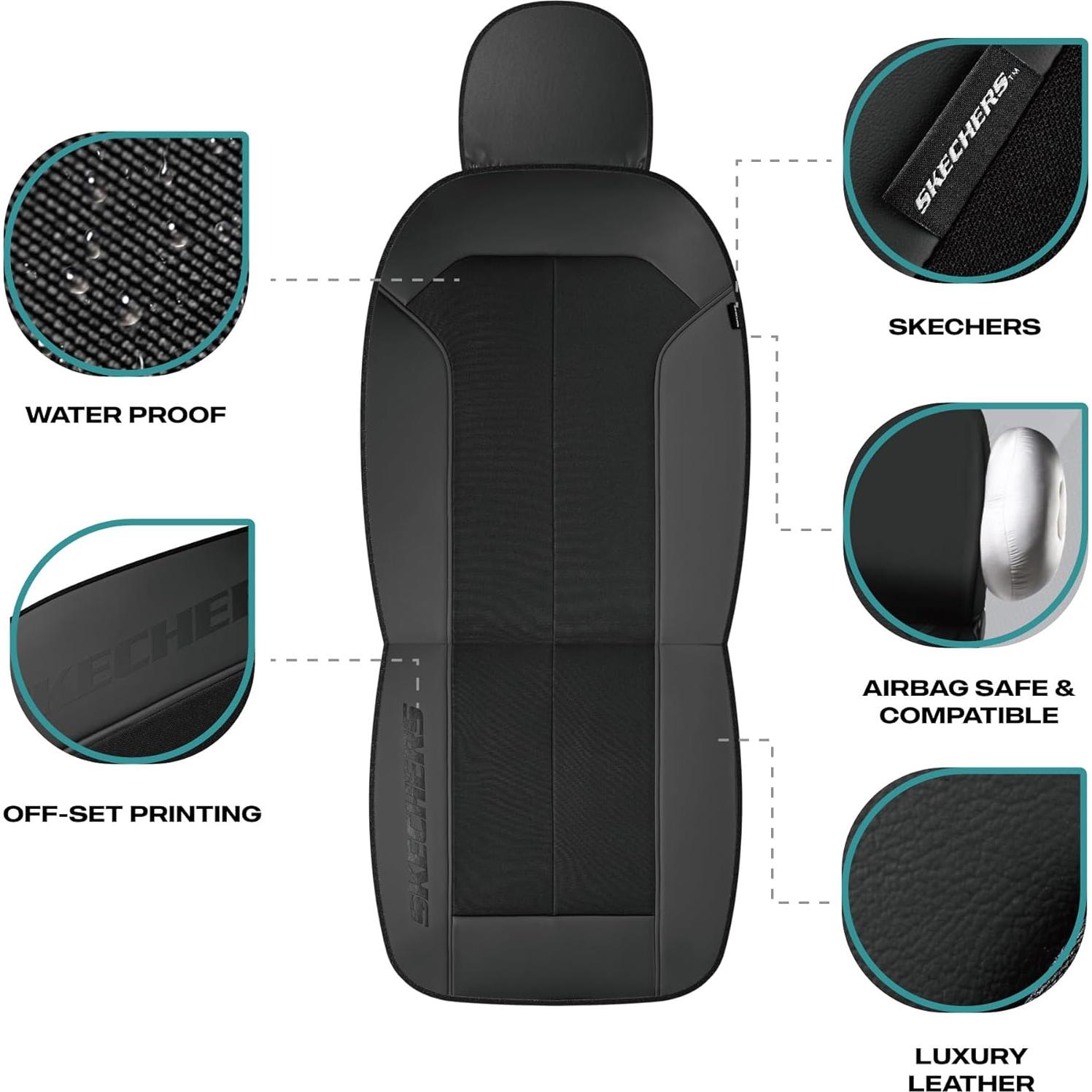 Funda de Asiento de Coche Skechers Negra, Ajuste Universal, Impermeable