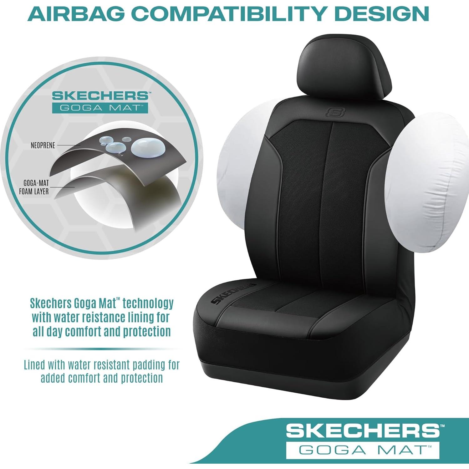 Funda de Asiento de Coche Skechers Negra, Ajuste Universal, Impermeable