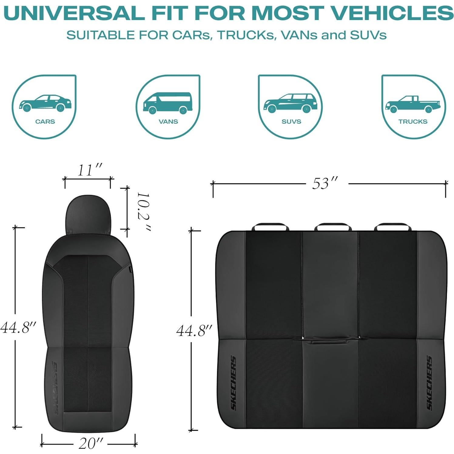 Funda de Asiento de Coche Skechers Negra, Ajuste Universal, Impermeable