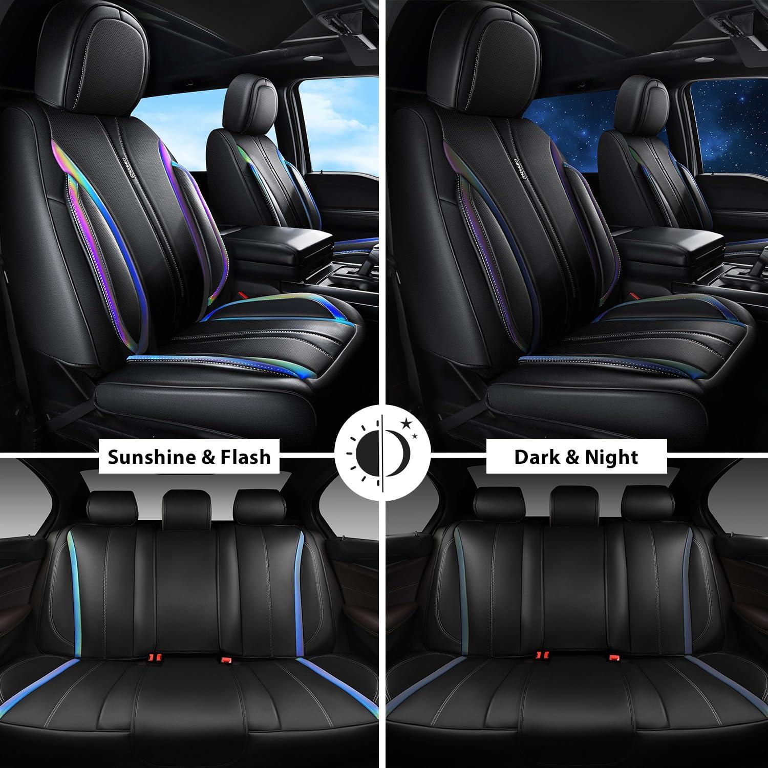 Cubiertas de Asientos de Coche CAR PASS SJ005T2-LA0XC-PUQB5NH22G, Cuero Nappa, Universales, Negros