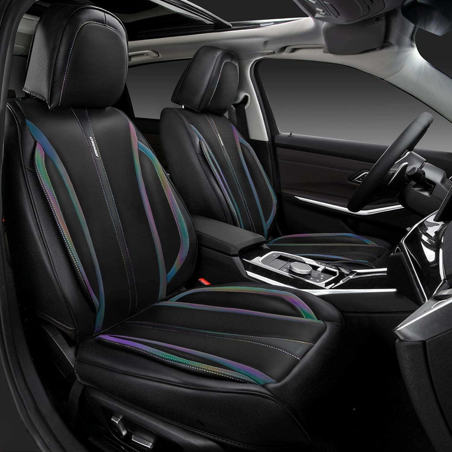 Cubiertas de Asientos de Coche CAR PASS SJ005T2-LA0XC-PUQB5NH22G, Cuero Nappa, Universales, Negros