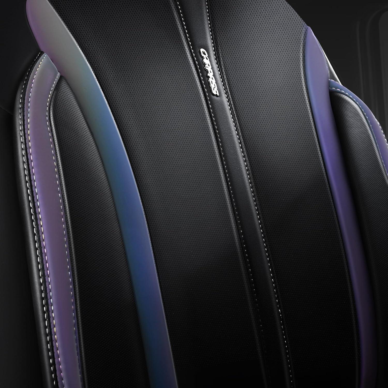 Cubiertas de Asientos de Coche CAR PASS SJ005T2-LA0XC-PUQB5NH22G, Cuero Nappa, Universales, Negros