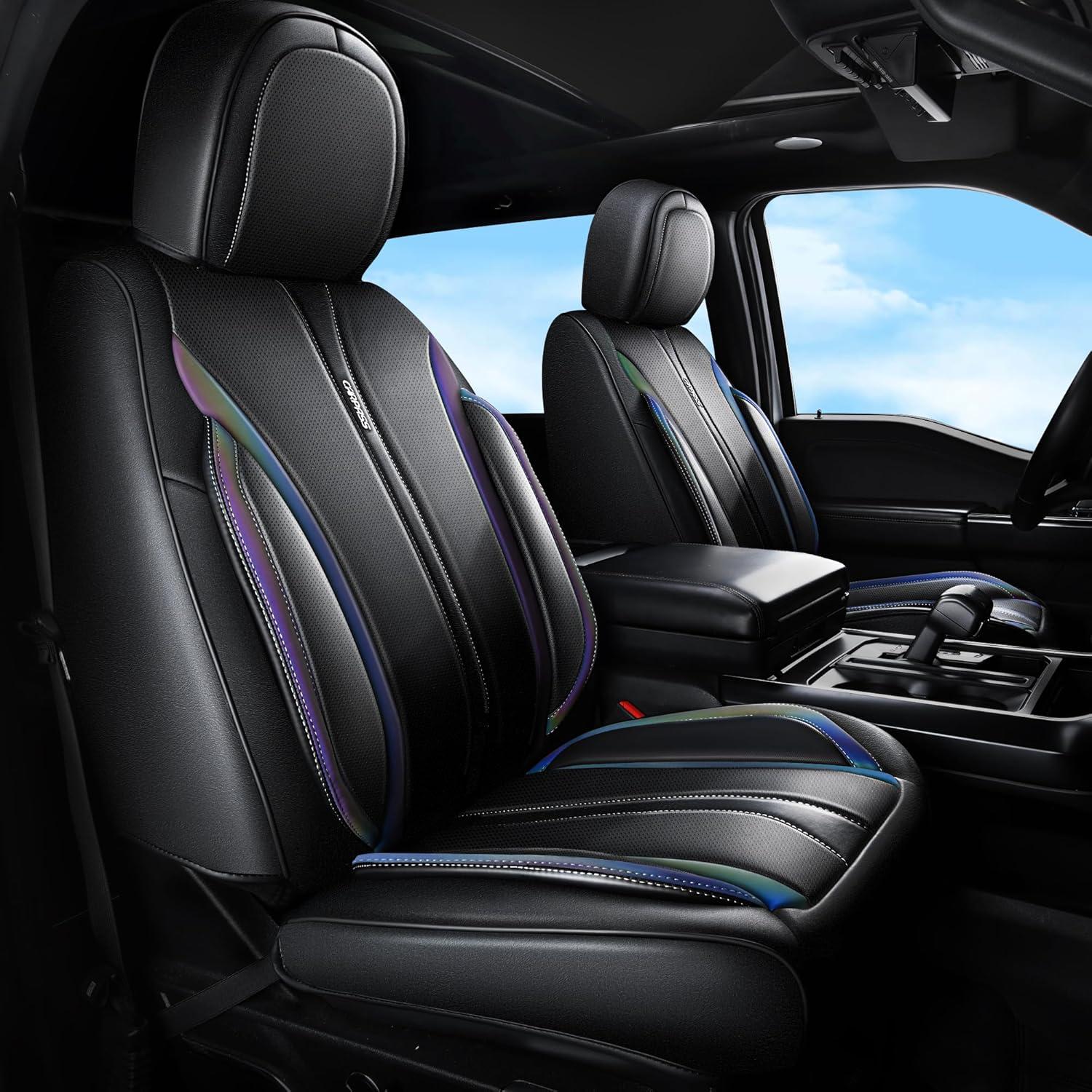 Cubiertas de Asientos de Coche CAR PASS SJ005T2-LA0XC-PUQB5NH22G, Cuero Nappa, Universales, Negros