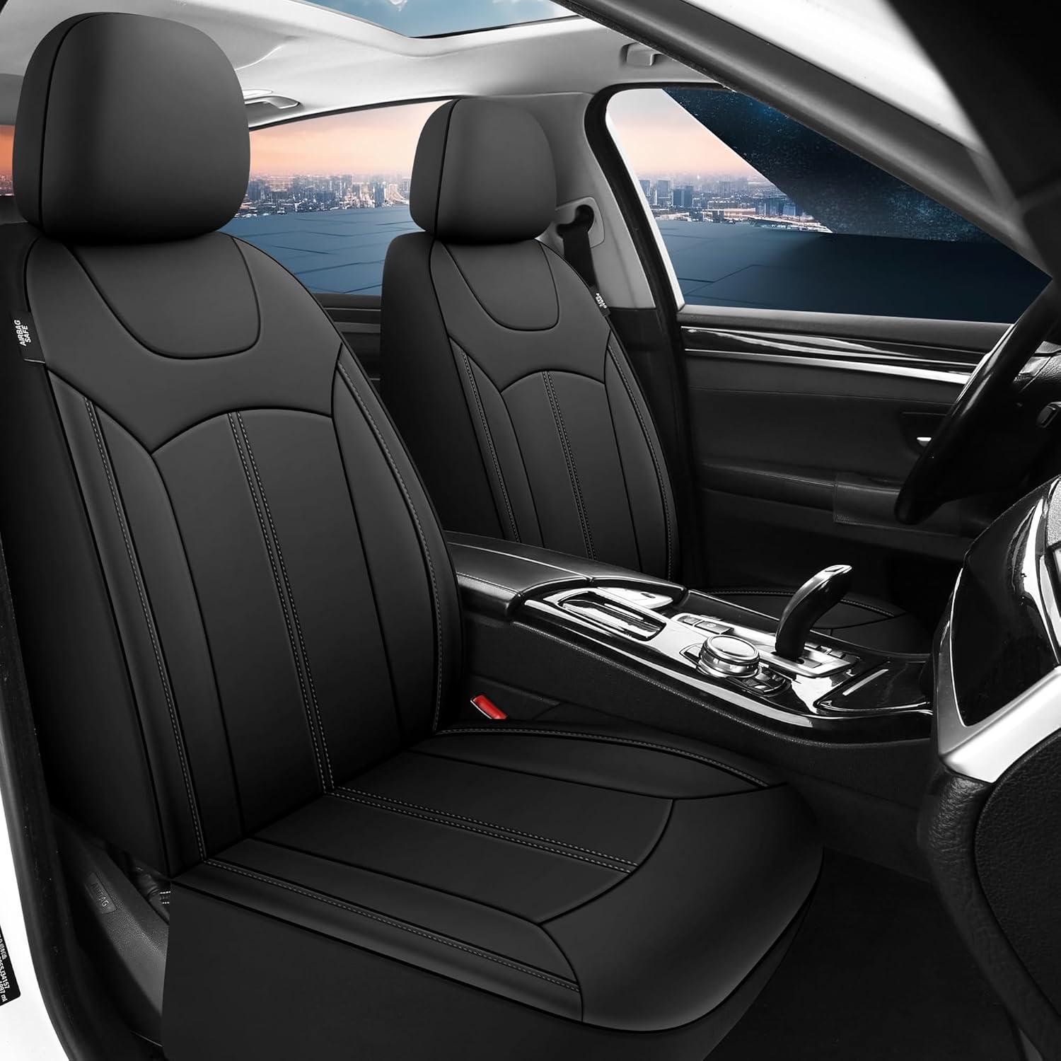 Cubiertas de Asientos de Coche Pariiaotin Juego Completo Negro