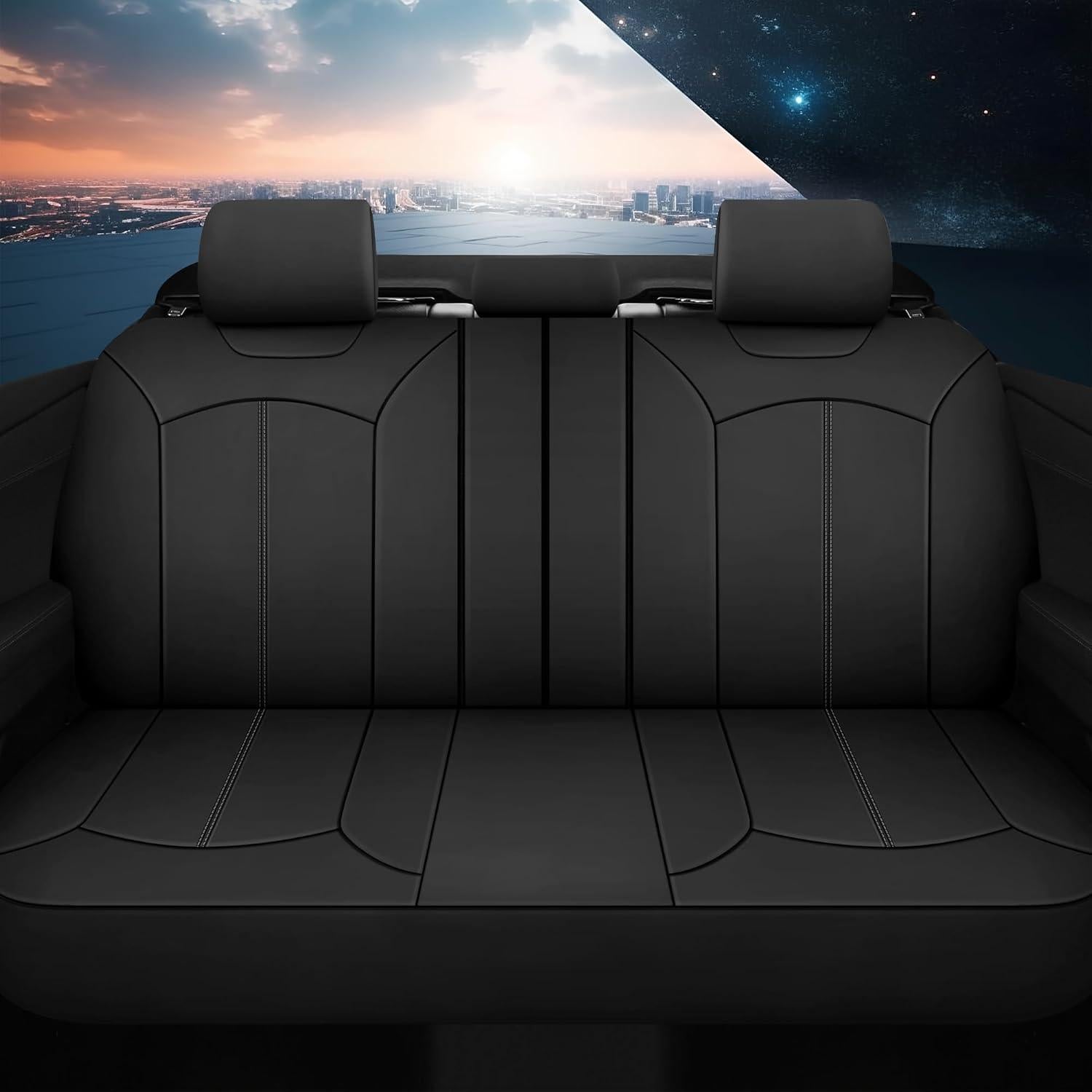 Cubiertas de Asientos de Coche Pariiaotin Juego Completo Negro