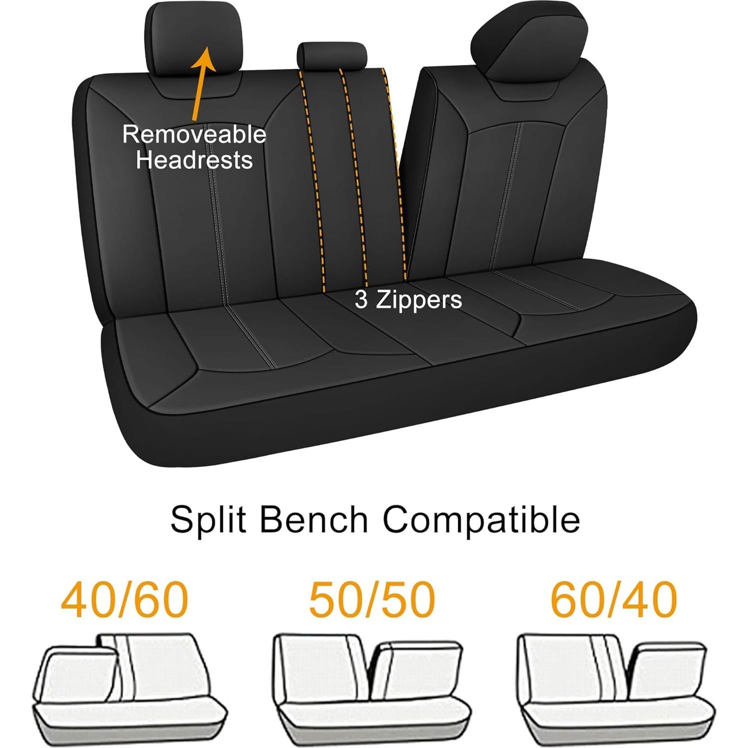 Cubiertas de Asientos de Coche Pariiaotin Juego Completo Negro