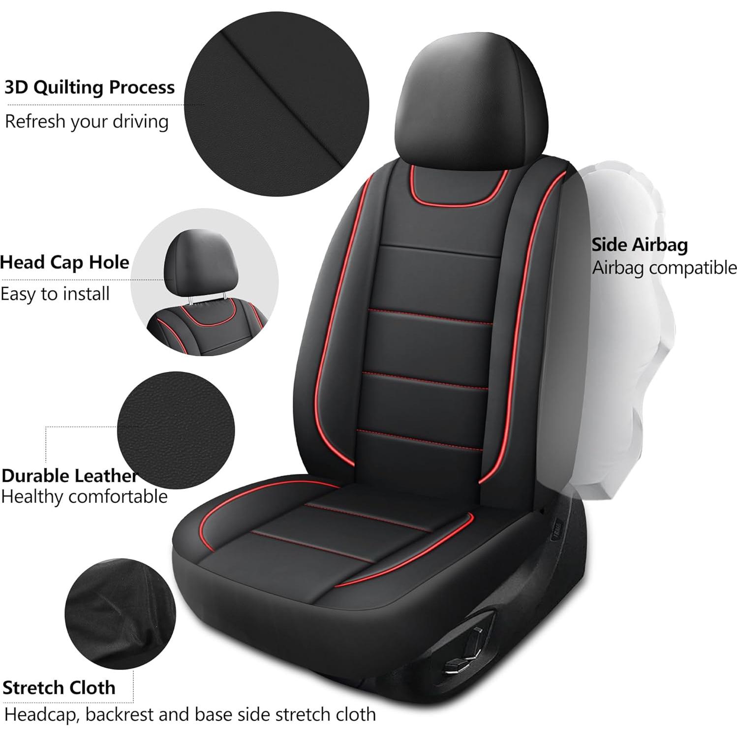 Fundas de Asiento de Coche HChengkikz Juego Completo Negro/Rojo