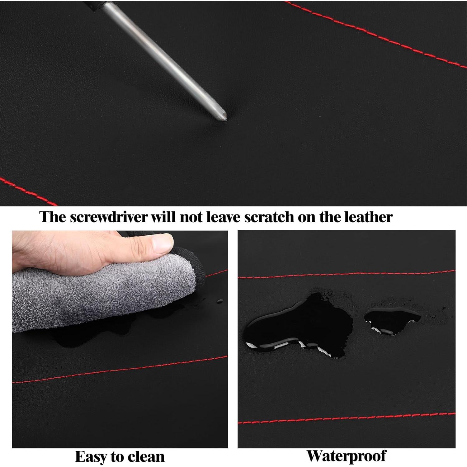 Fundas de Asiento de Coche HChengkikz Juego Completo Negro/Rojo