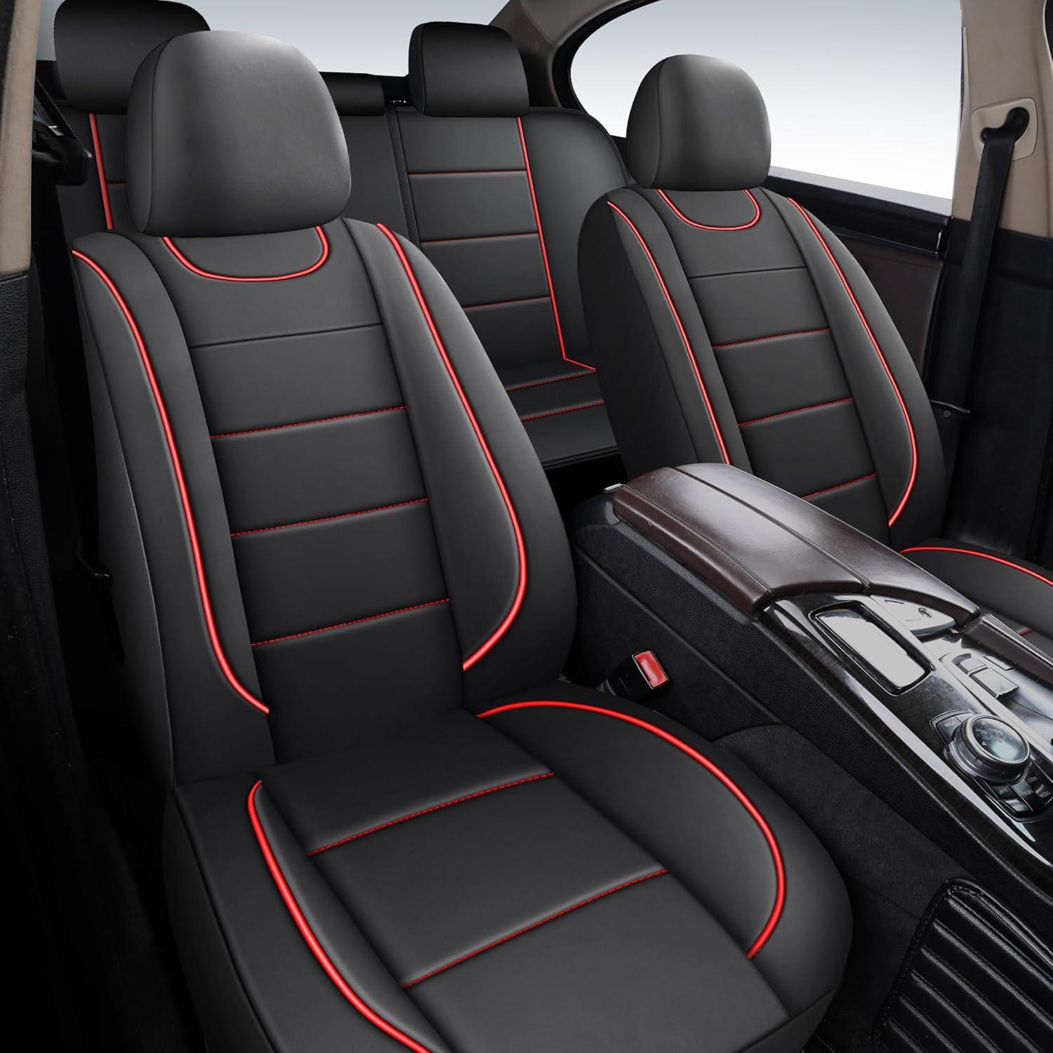 Fundas de Asiento de Coche HChengkikz Juego Completo Negro/Rojo