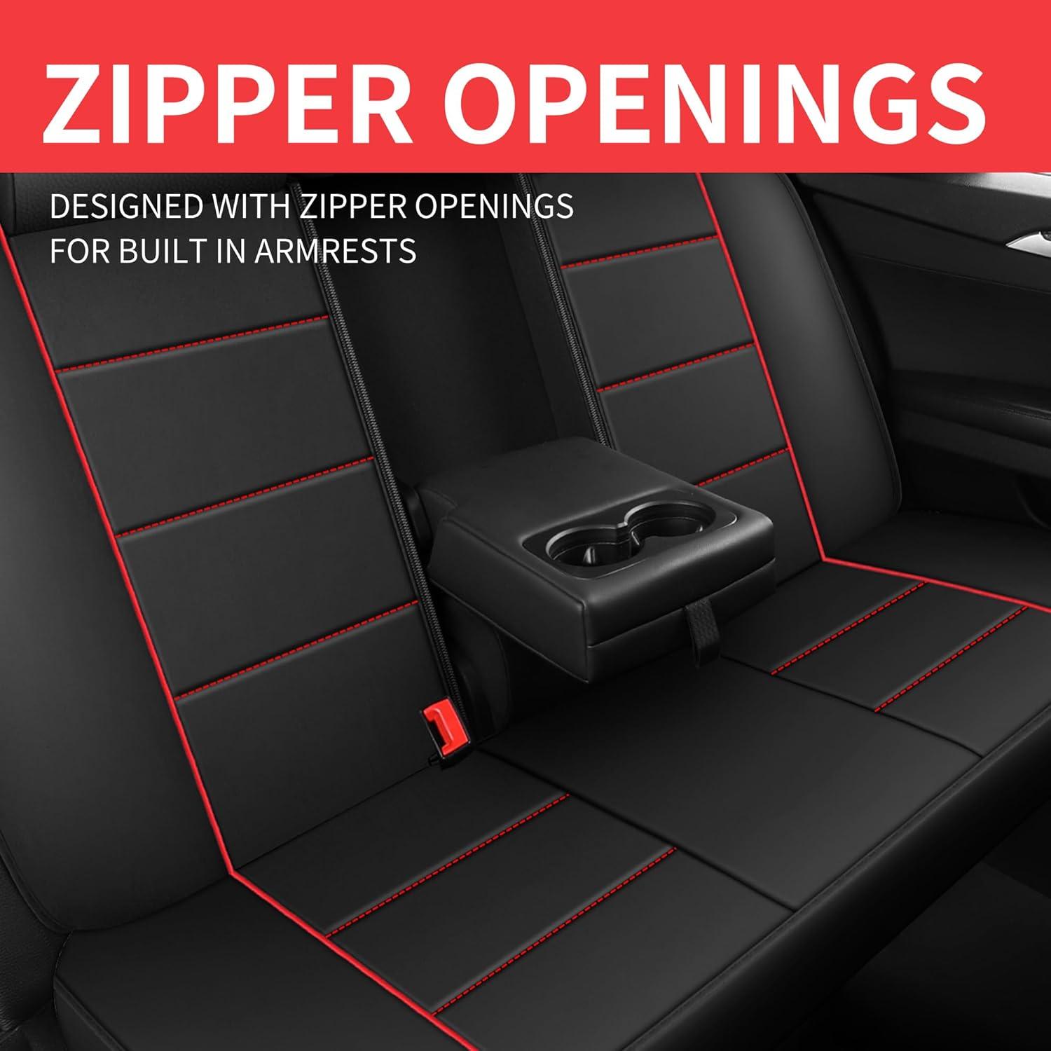 Fundas de Asiento de Coche HChengkikz Juego Completo Negro/Rojo