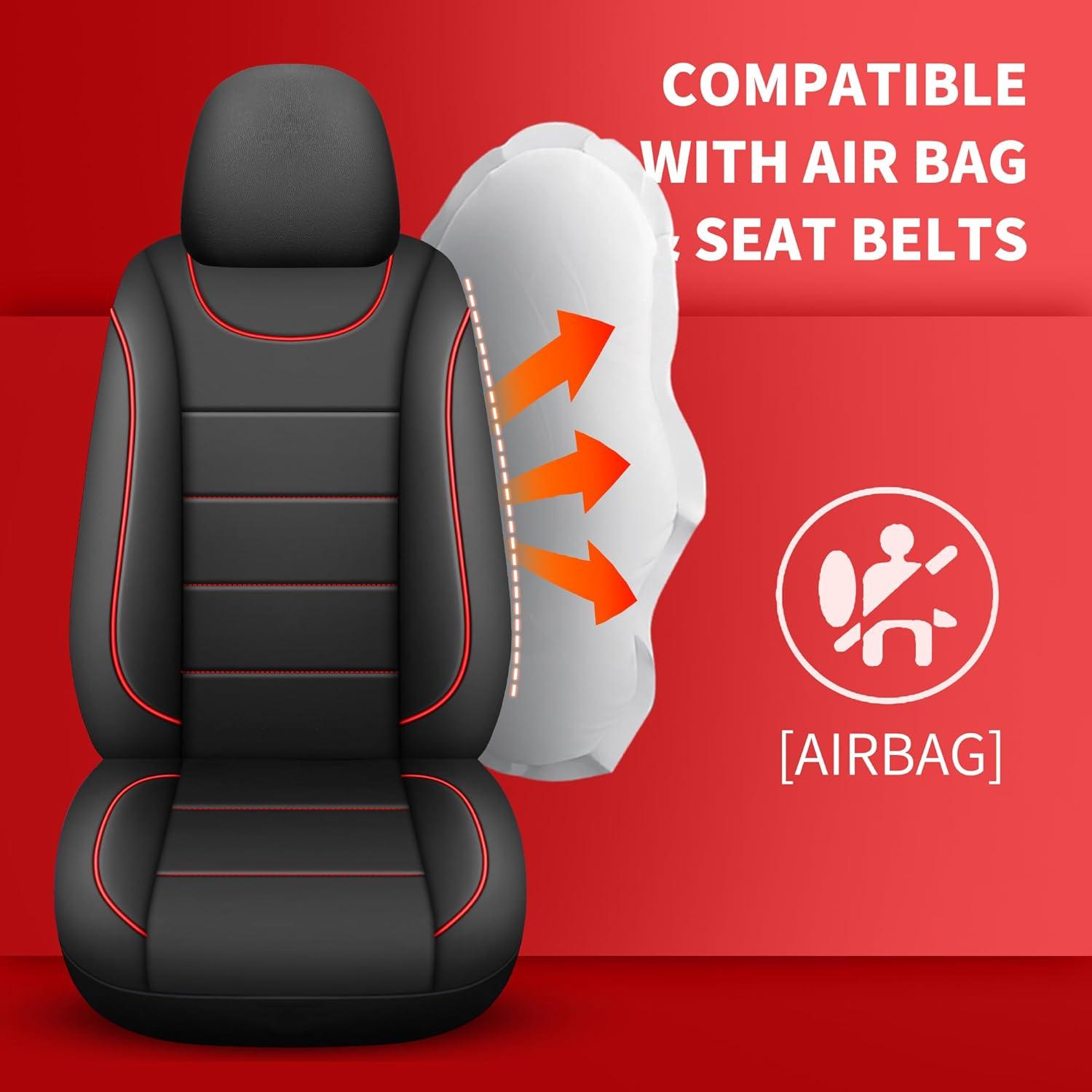 Fundas de Asiento de Coche HChengkikz Juego Completo Negro/Rojo