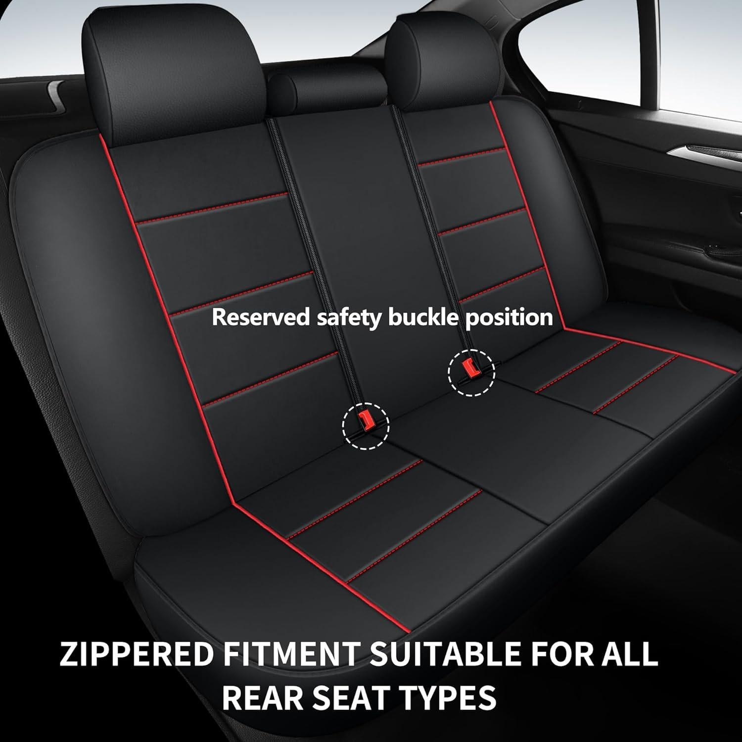 Fundas de Asiento de Coche HChengkikz Juego Completo Negro/Rojo