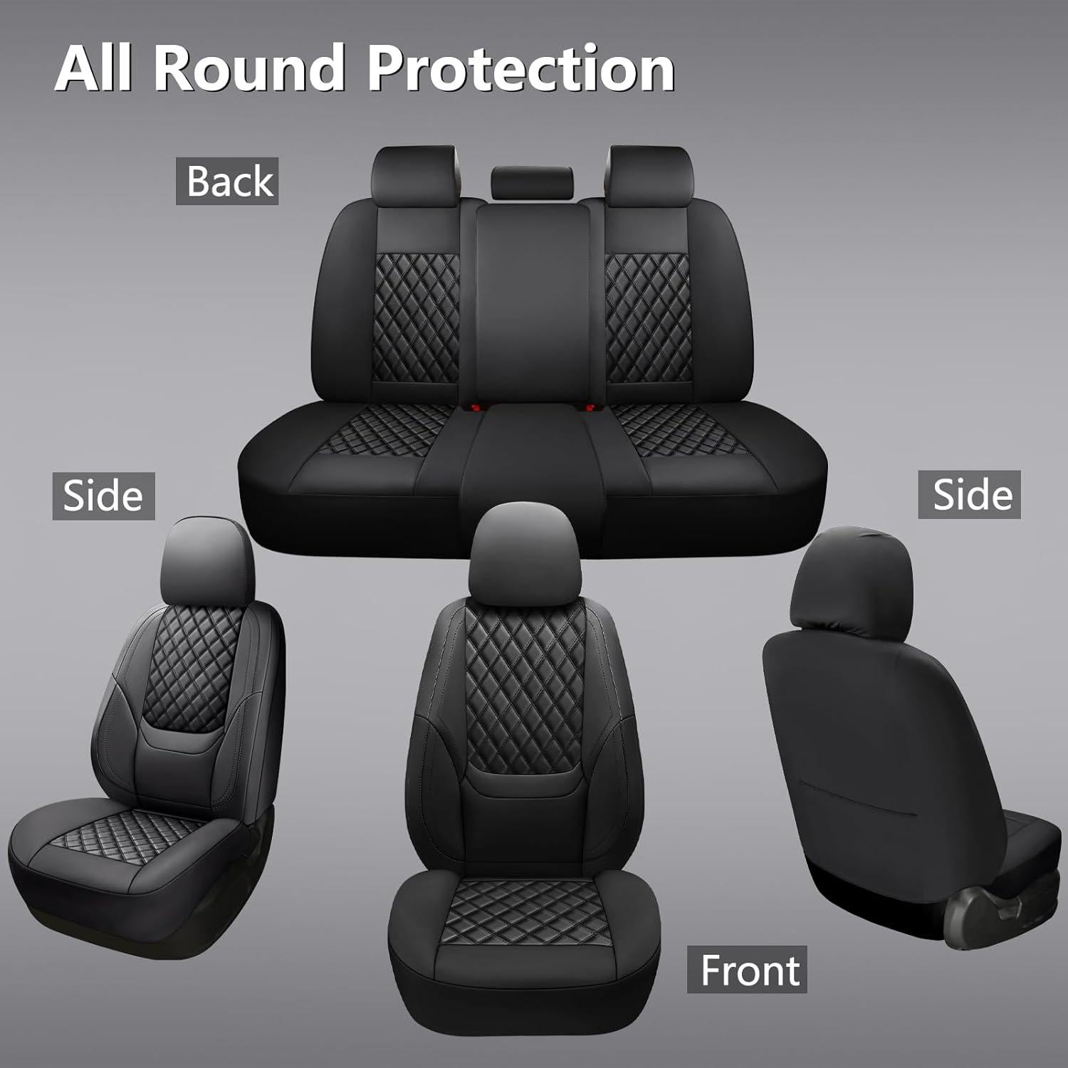 Fundas de Asiento de Coche NS YOLO DL01 Negro Impermeable 5 Asientos
