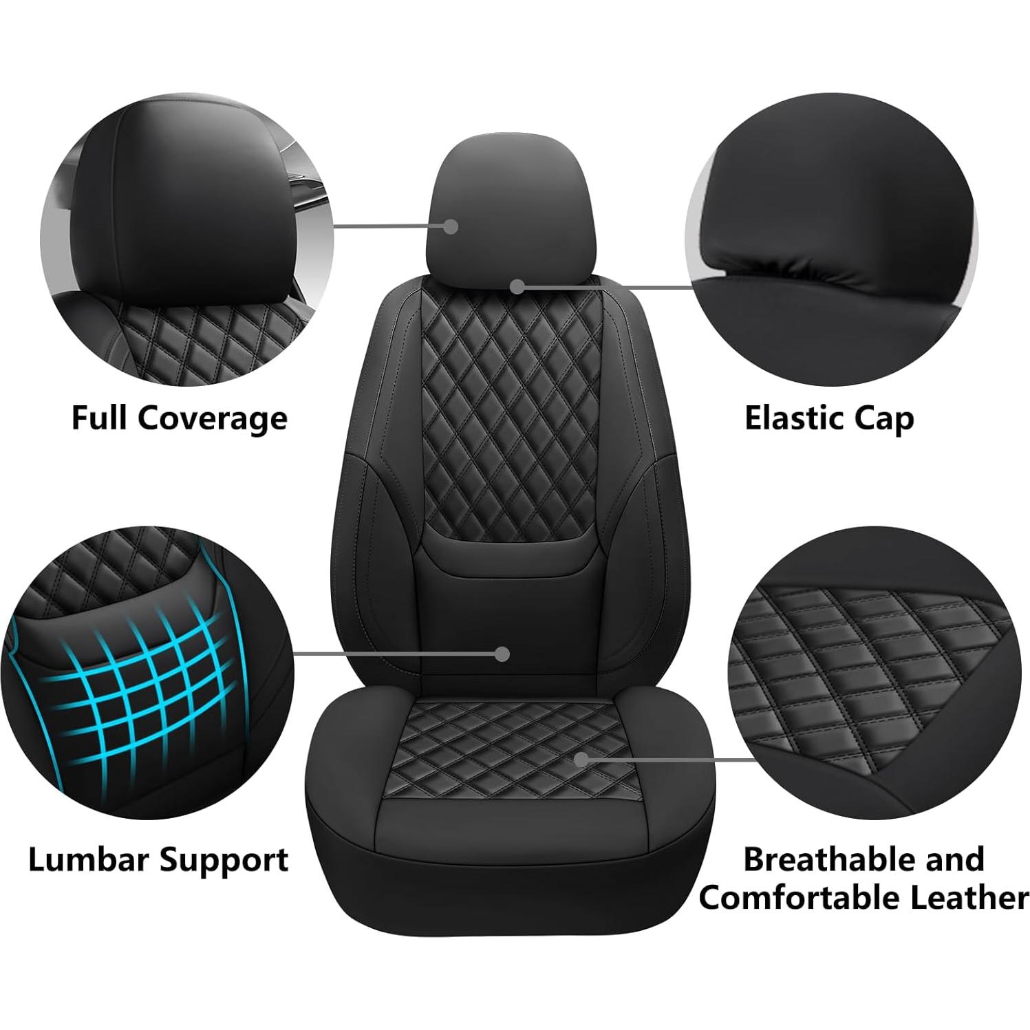 Fundas de Asiento de Coche NS YOLO DL01 Negro Impermeable 5 Asientos