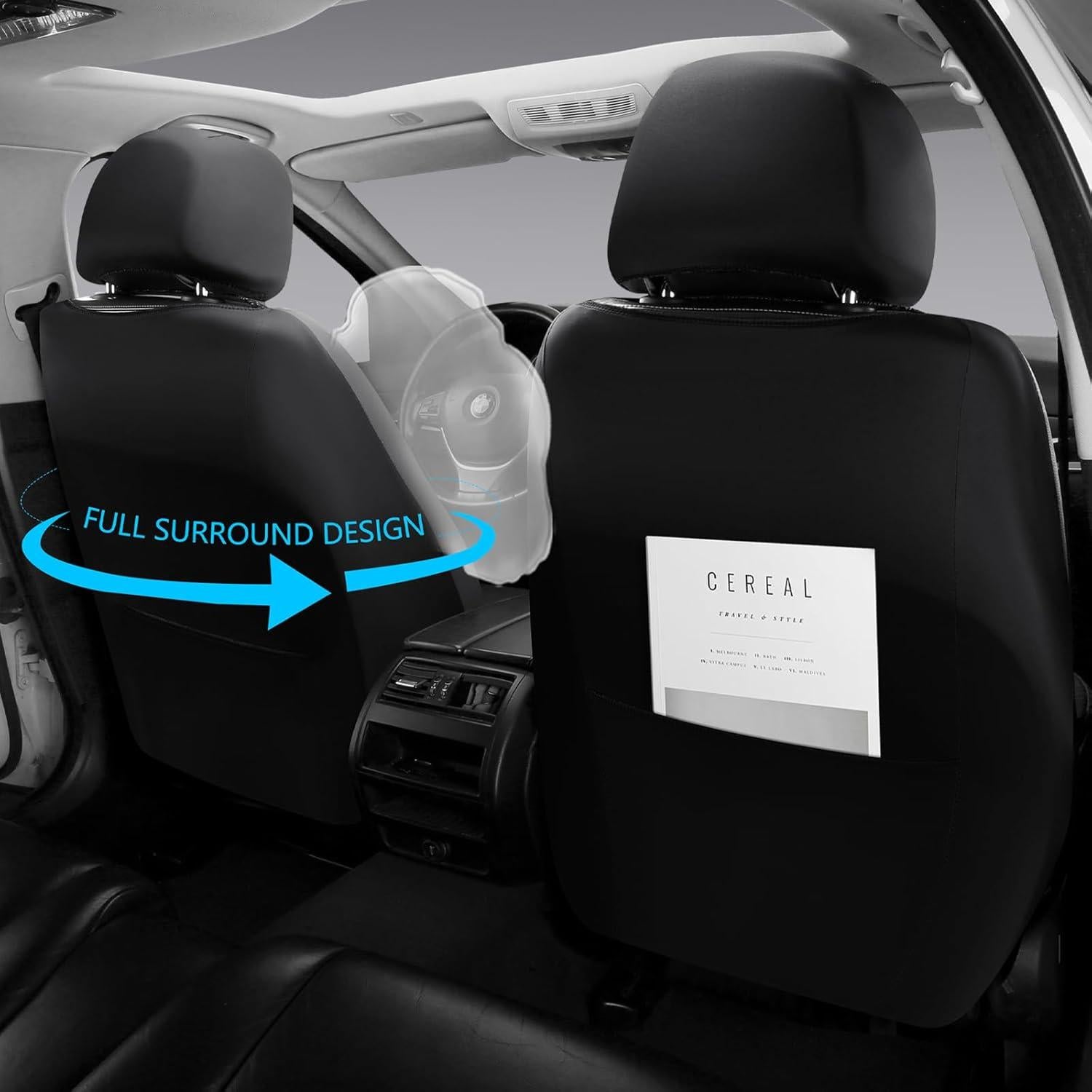Fundas de Asiento de Coche NS YOLO DL01 Negro Impermeable 5 Asientos