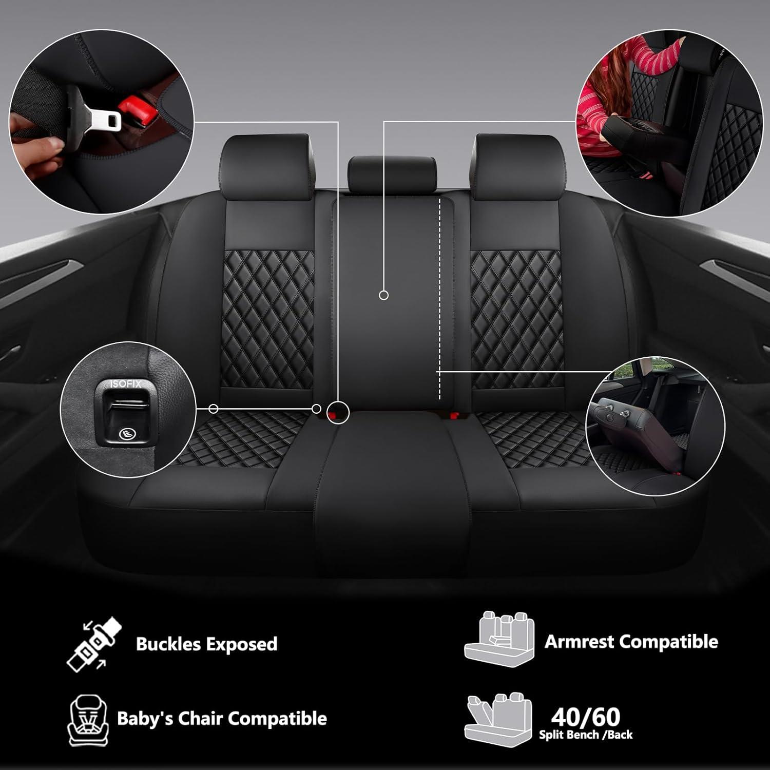 Fundas de Asiento de Coche NS YOLO DL01 Negro Impermeable 5 Asientos