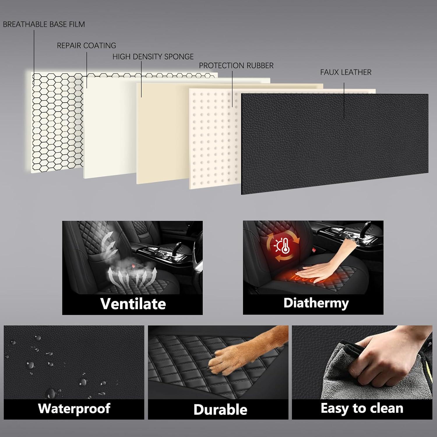 Fundas de Asiento de Coche NS YOLO DL01 Negro Impermeable 5 Asientos